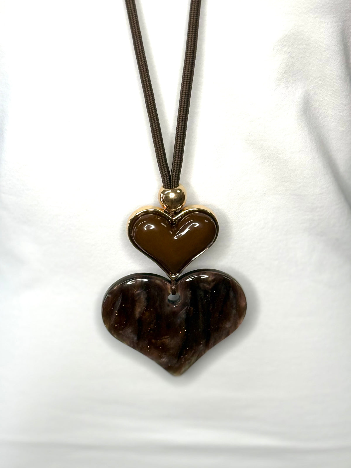Long Necklace with Double Heart Pendant (FINAL SALE)