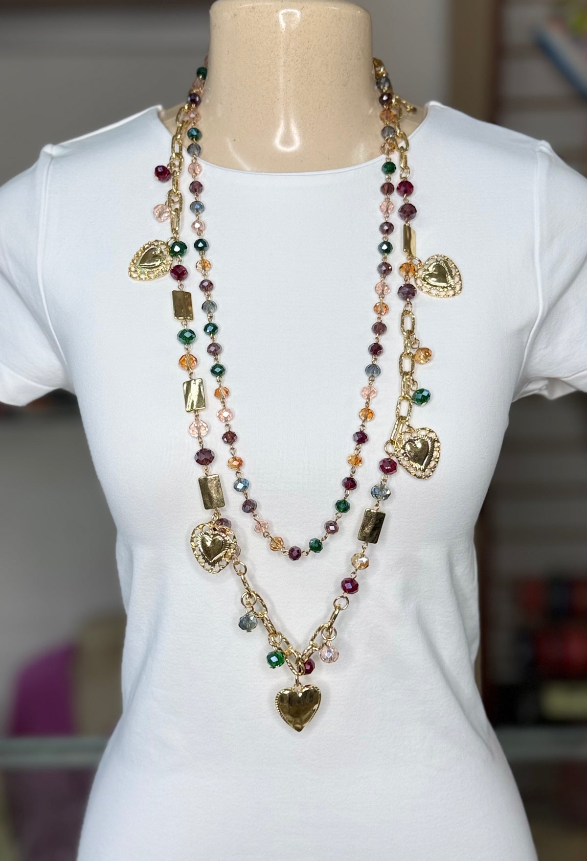 Beads & Hearts Multicolor Necklace (FINAL SALE)