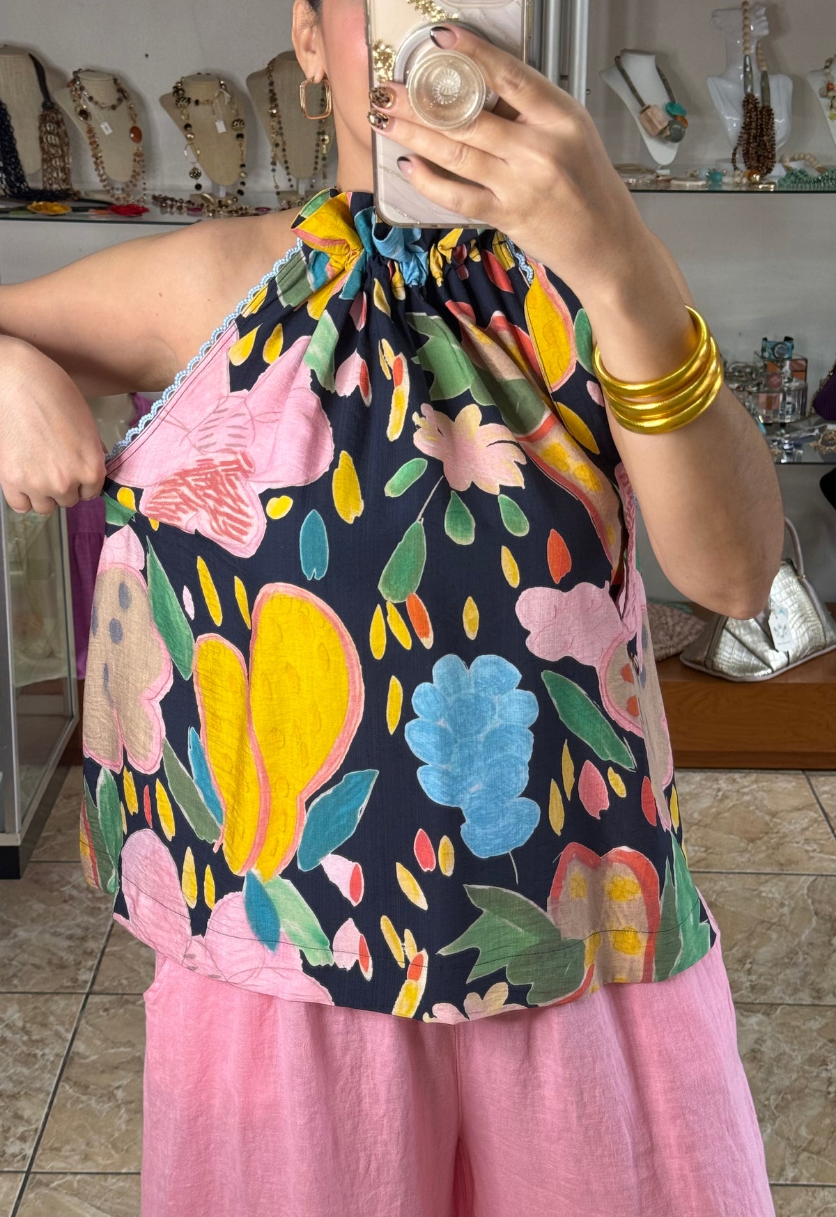 Halter Floral Top (LINEN PANT SOLD SEPARATELY)