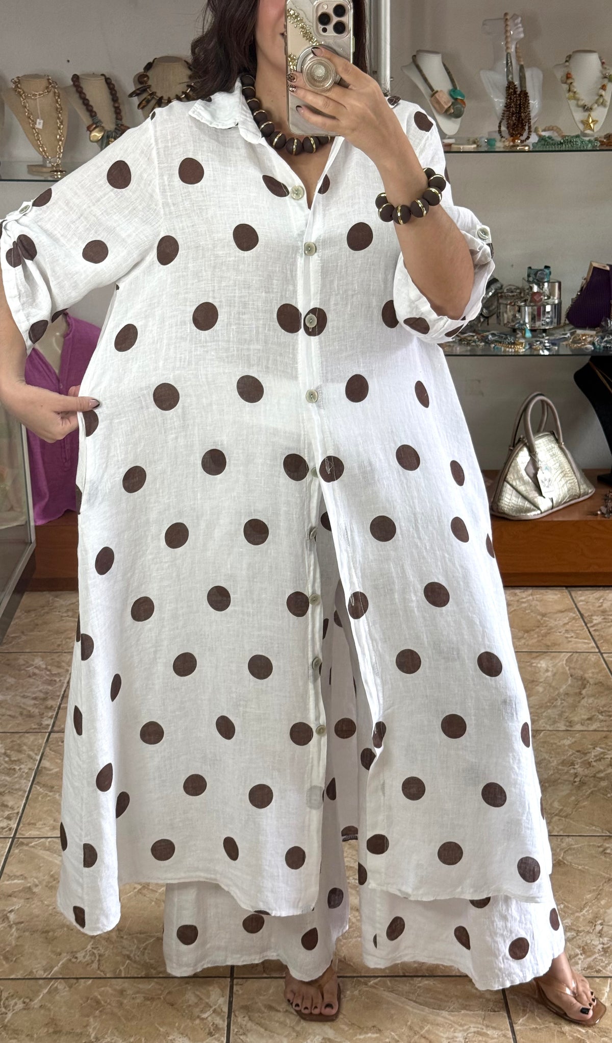 OS Polka Dots Dress/Top & Pants Set (NO RETURNS OR EXCHANGE)