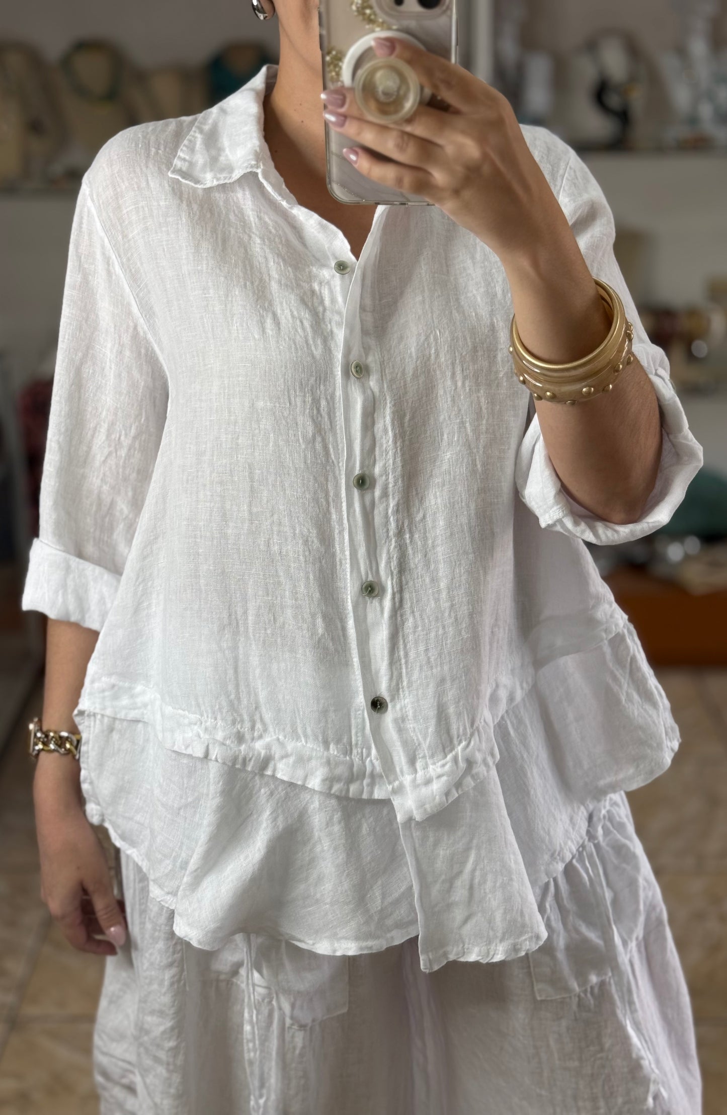 OS Linen Ruffle Pant Set (NO RETURNS OR EXCHANGE)