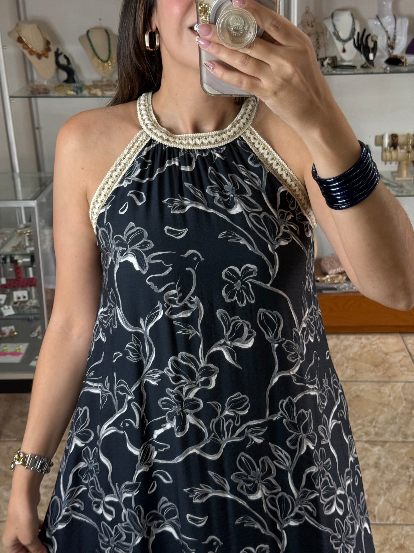 Halter Style Printed Maxi Dress