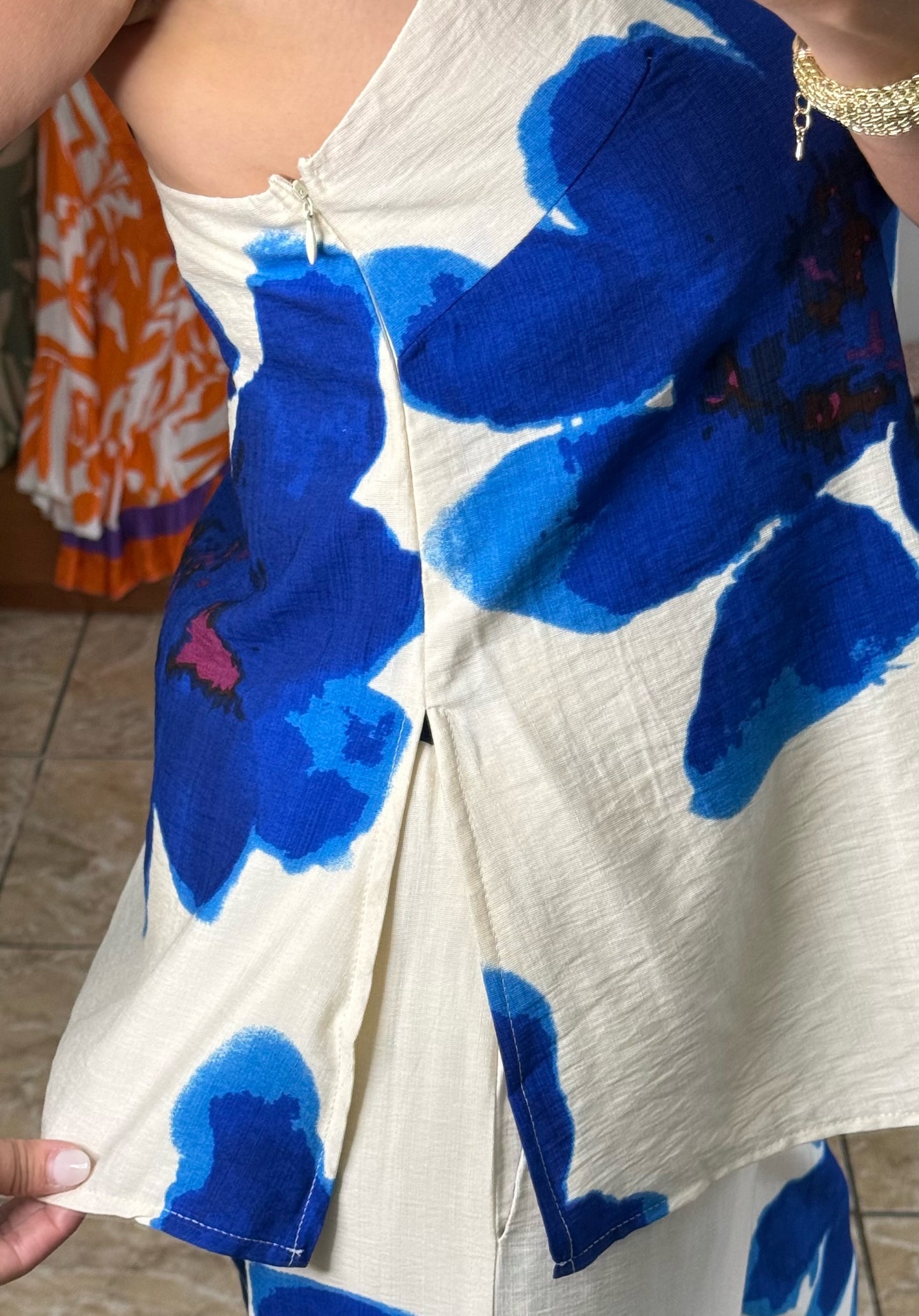 Blue Flowers Top & Pant Set