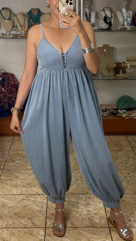 Harem Denim Jumpsuit