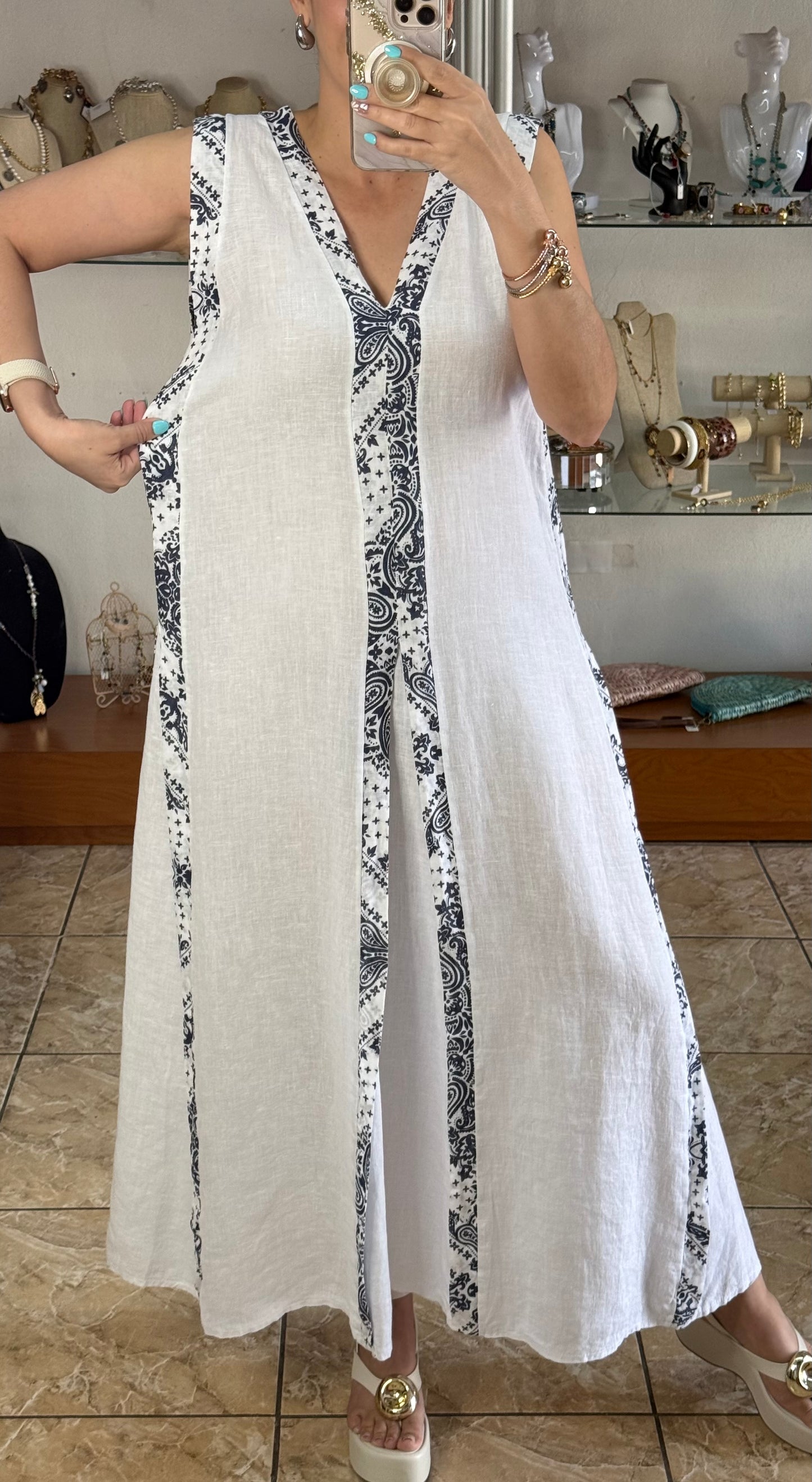 Sleeveless OS Maxi Linen Dress (FINAL SALE)
