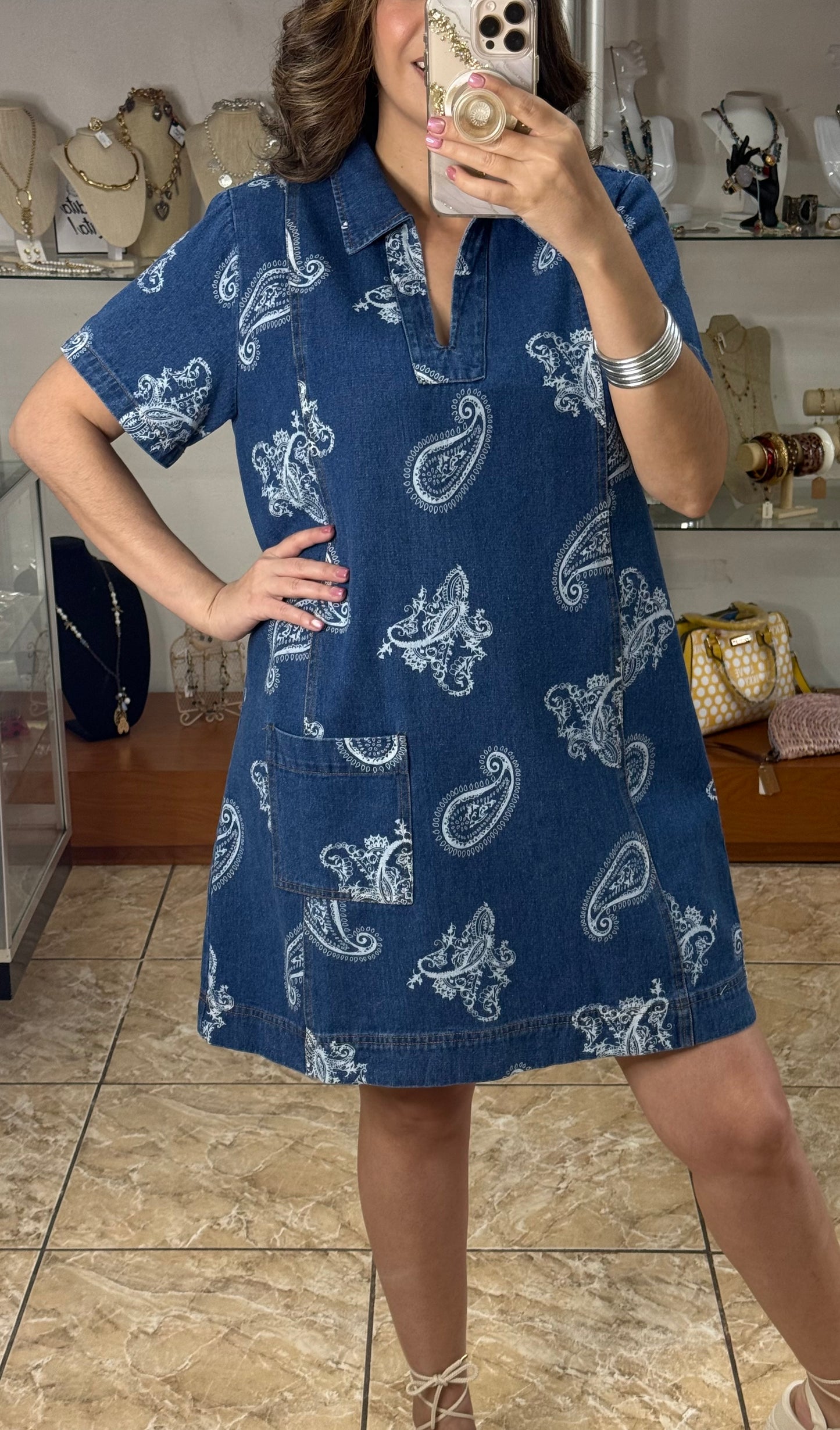 Paisley Denim Dress