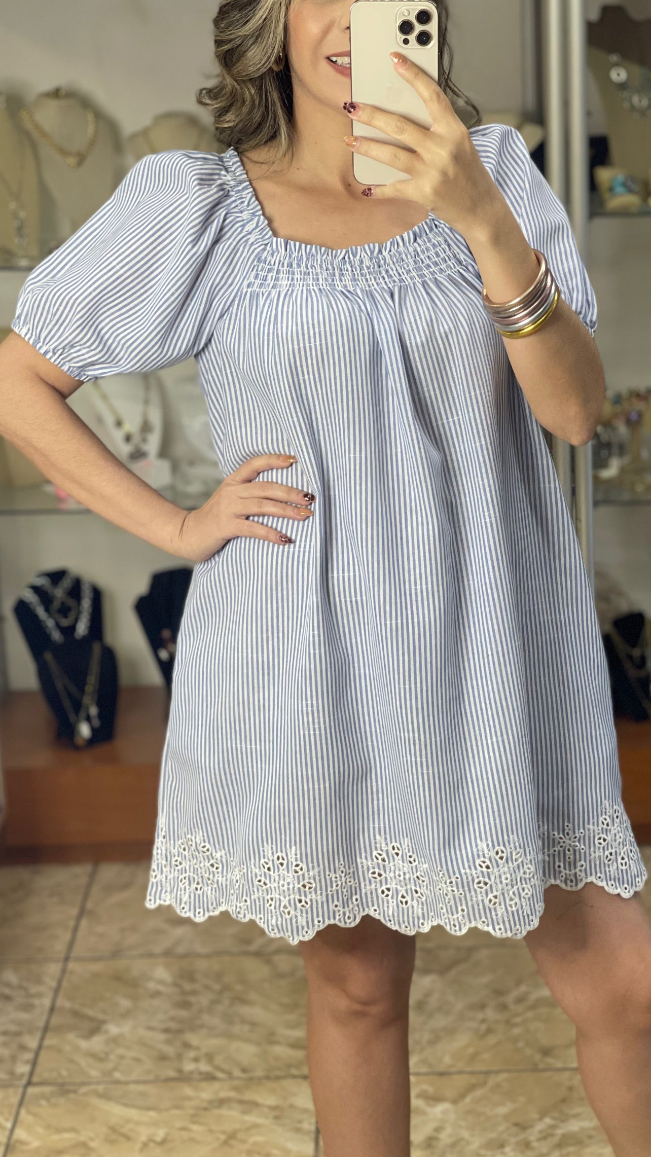 Stripes and Lace Tunic Dress