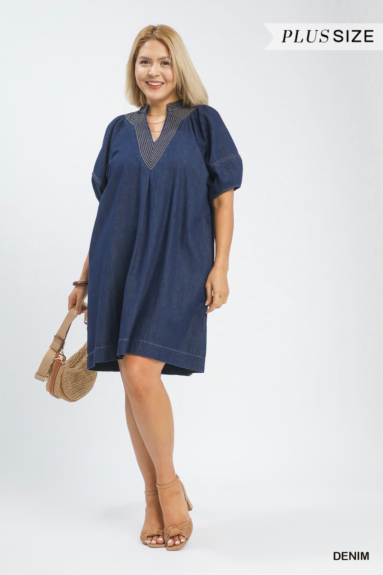 Denim Mini Dress (PLUS)