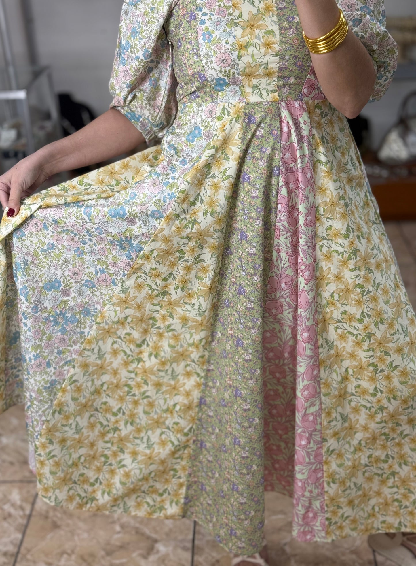 Mix Floral Midi Dress
