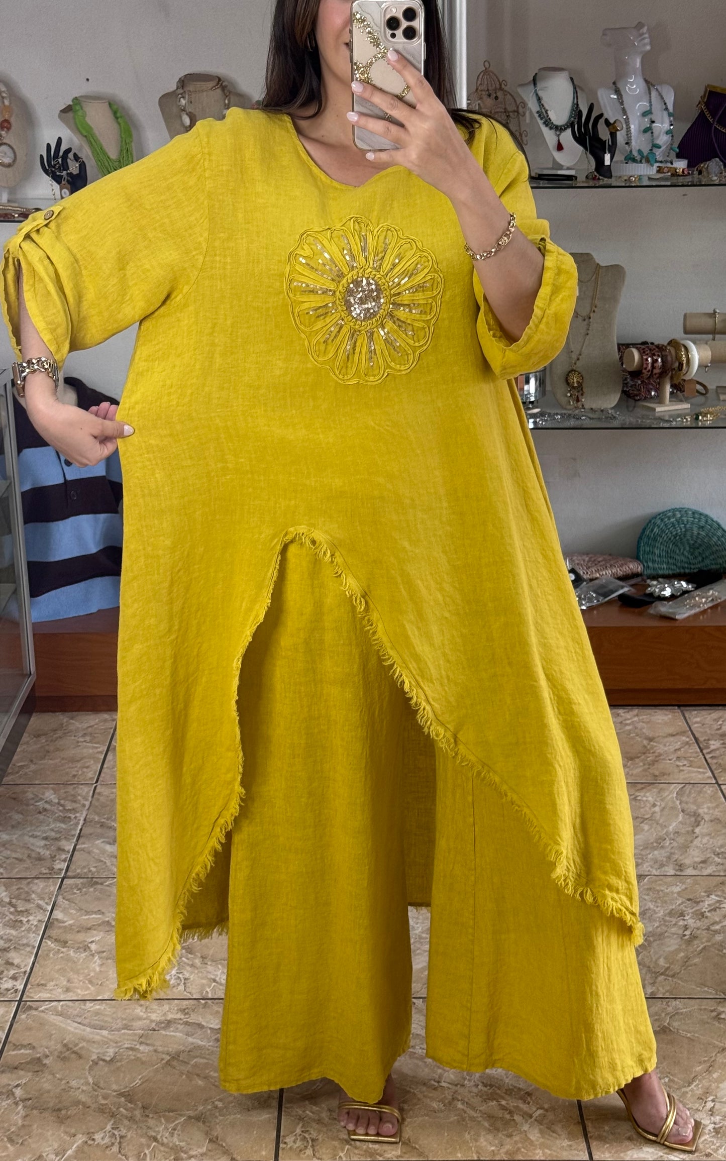 Asymmetrical OS Floral Top (NO RETURNS OR EXCHANGE) (PANT SOLD SEPARATELY)