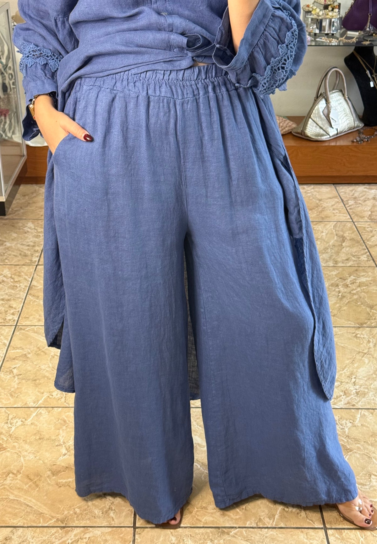 High/Low OS Linen Pant Set (NO RETURNS OR EXCHANGE)