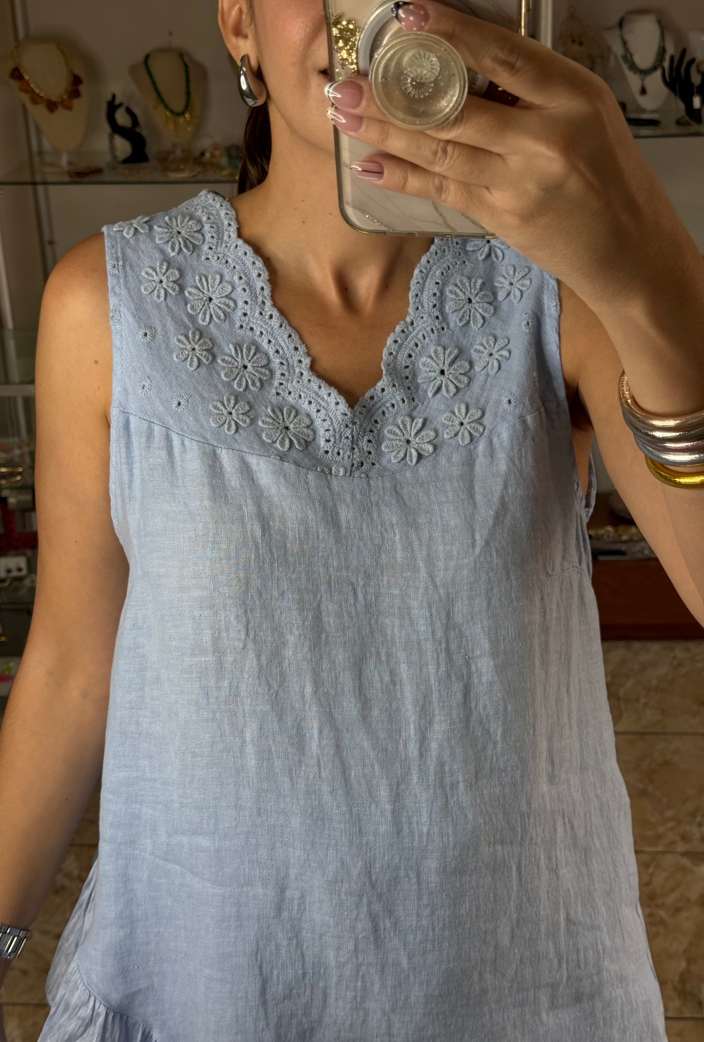 OS Linen Top & Short Set (NO RETURNS OR EXCHANGE)