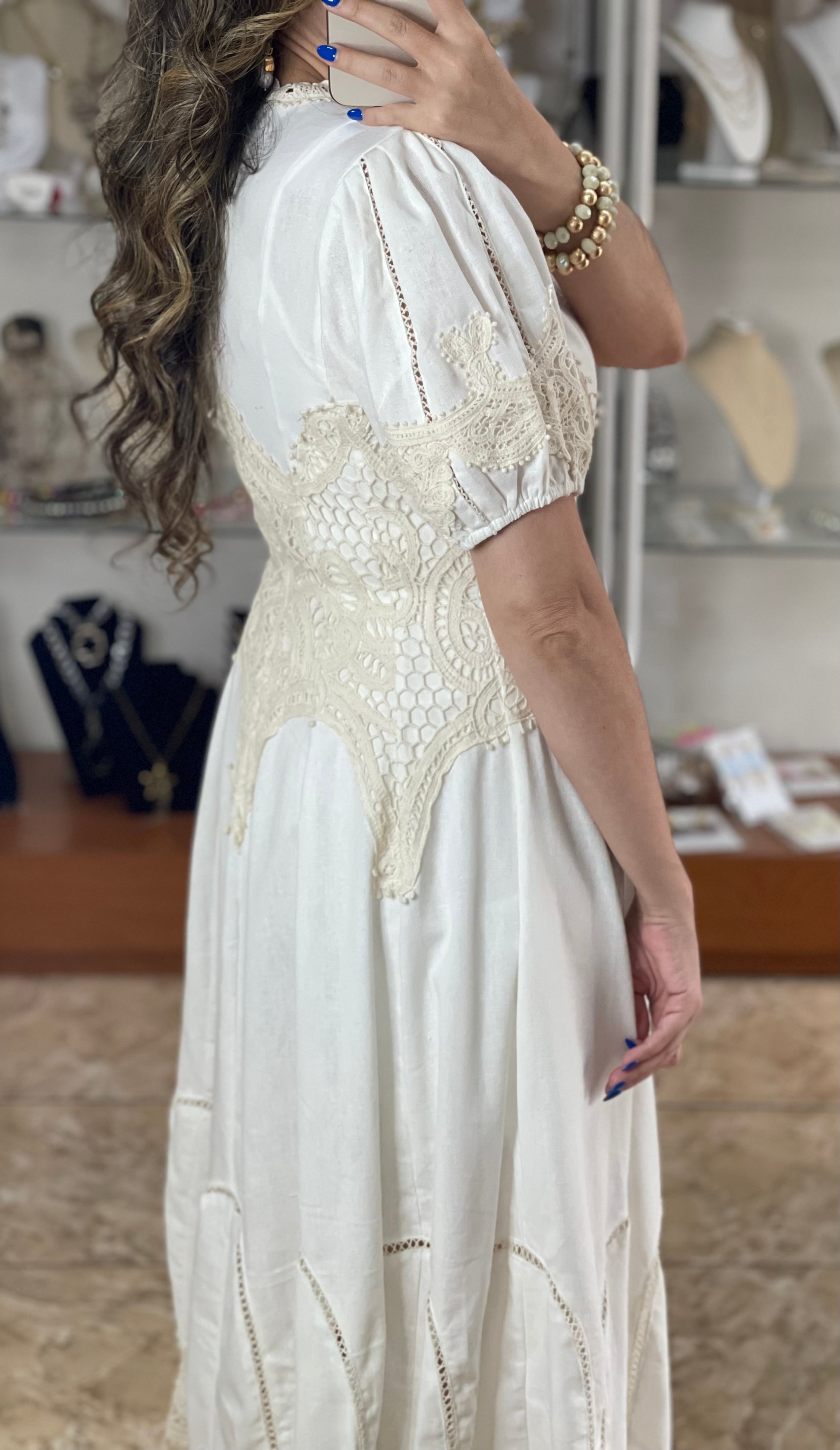 Linen With Crochet Details Midi Dress Tienda Angels Aguada Linen With Crochet Details Midi Dress Tienda Angels Aguada