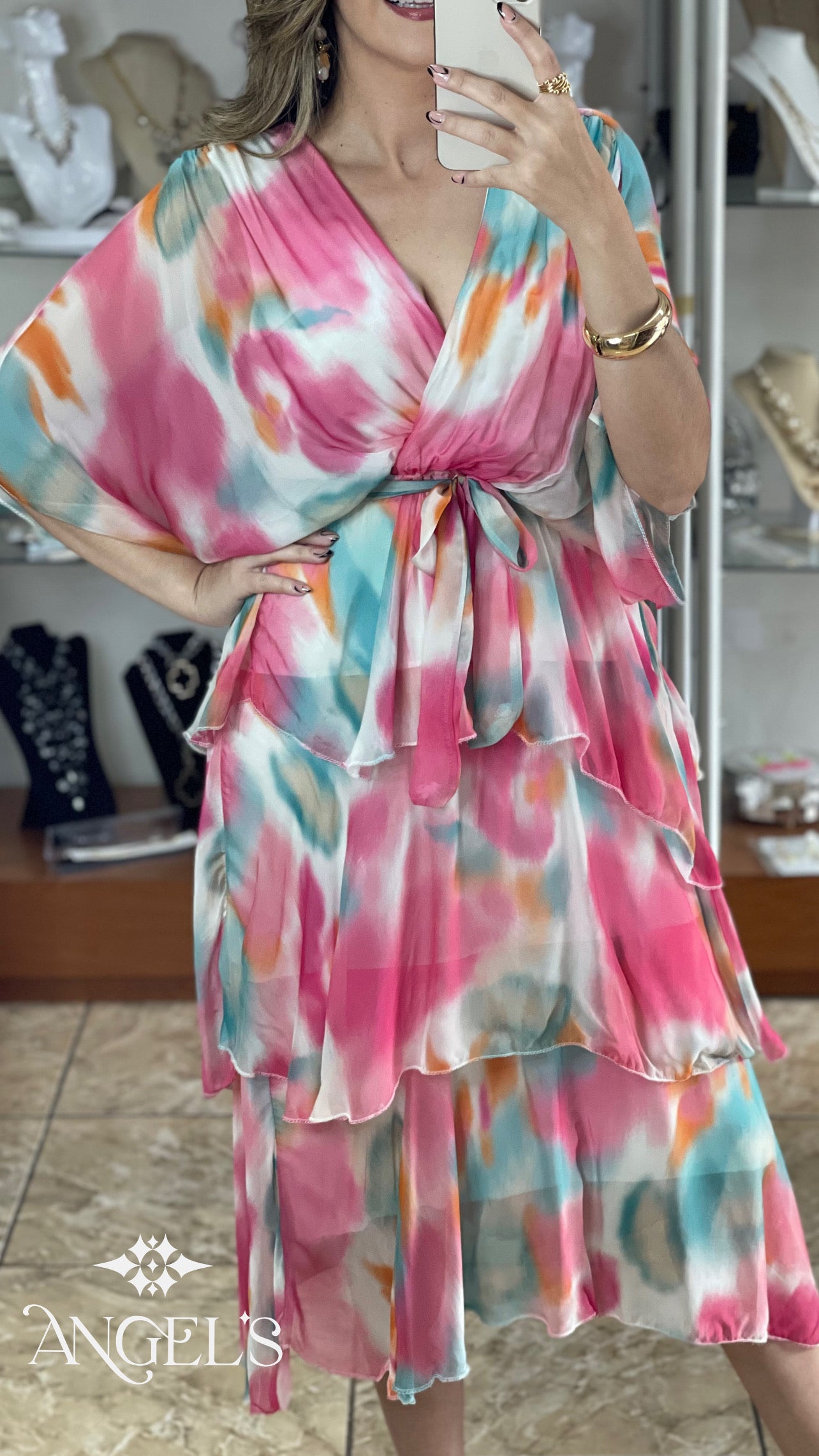 Multi Mix OS Silk Dress