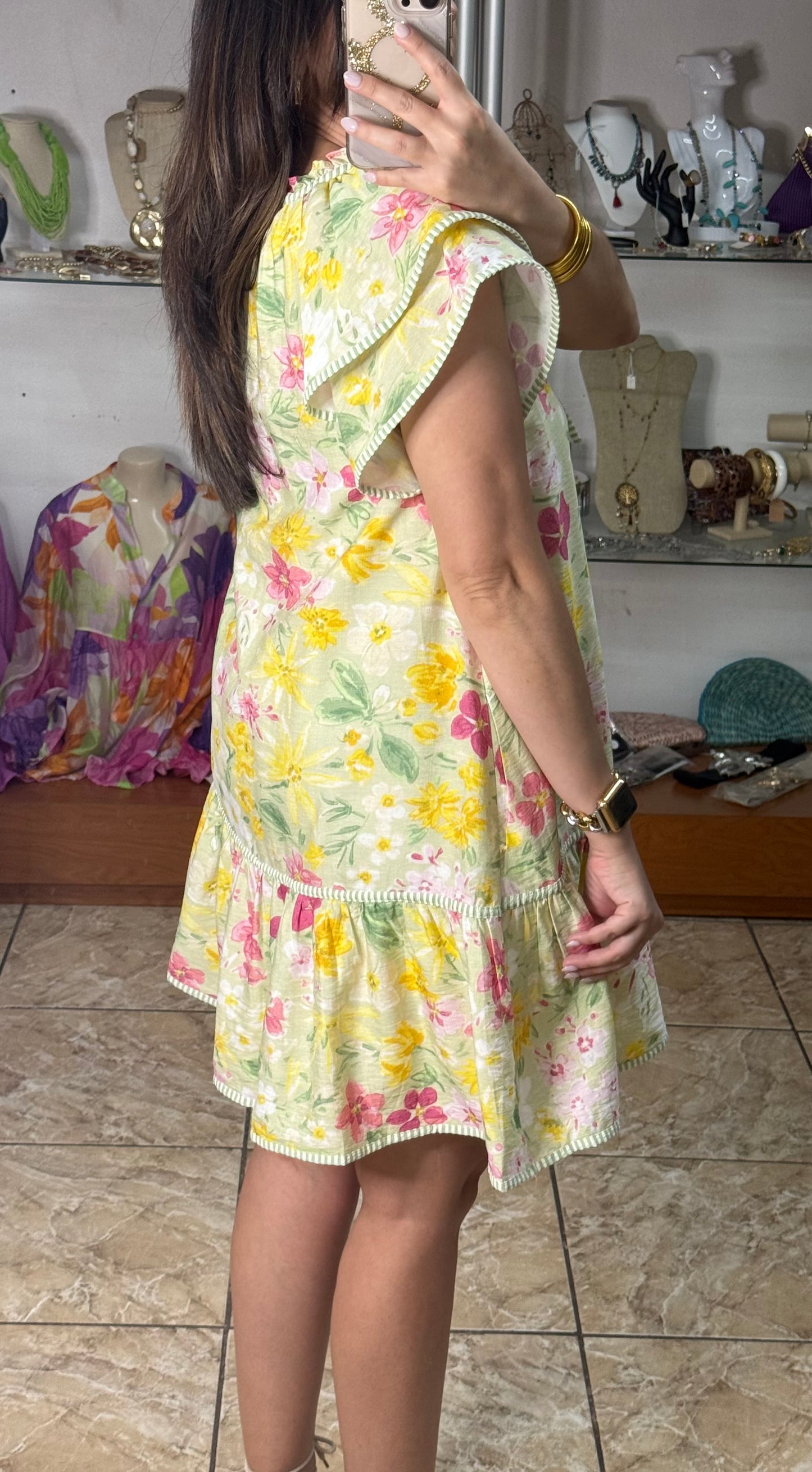 Sage Mix Floral Mini Dress