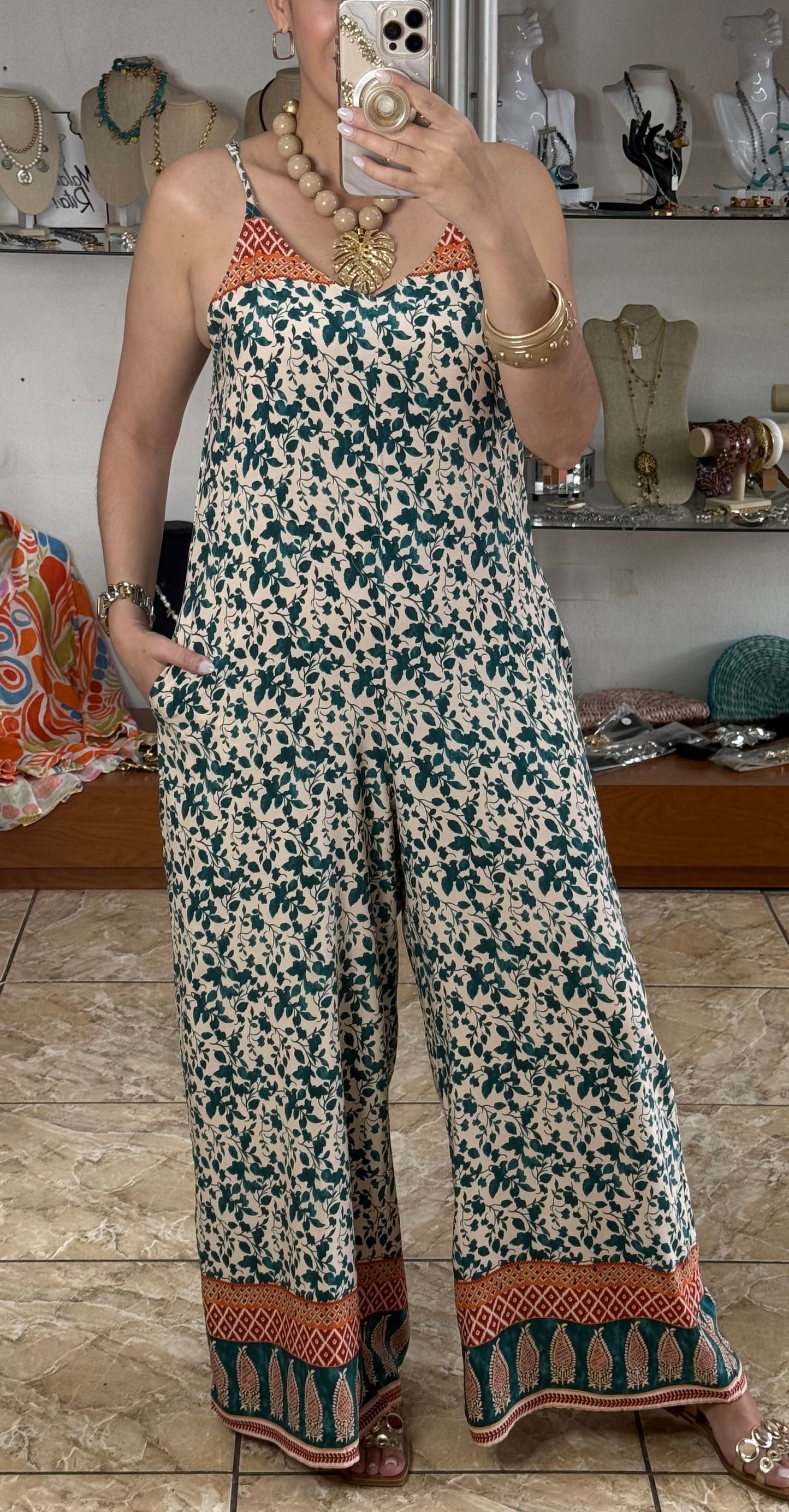 Emerald Floral Jumpsuit