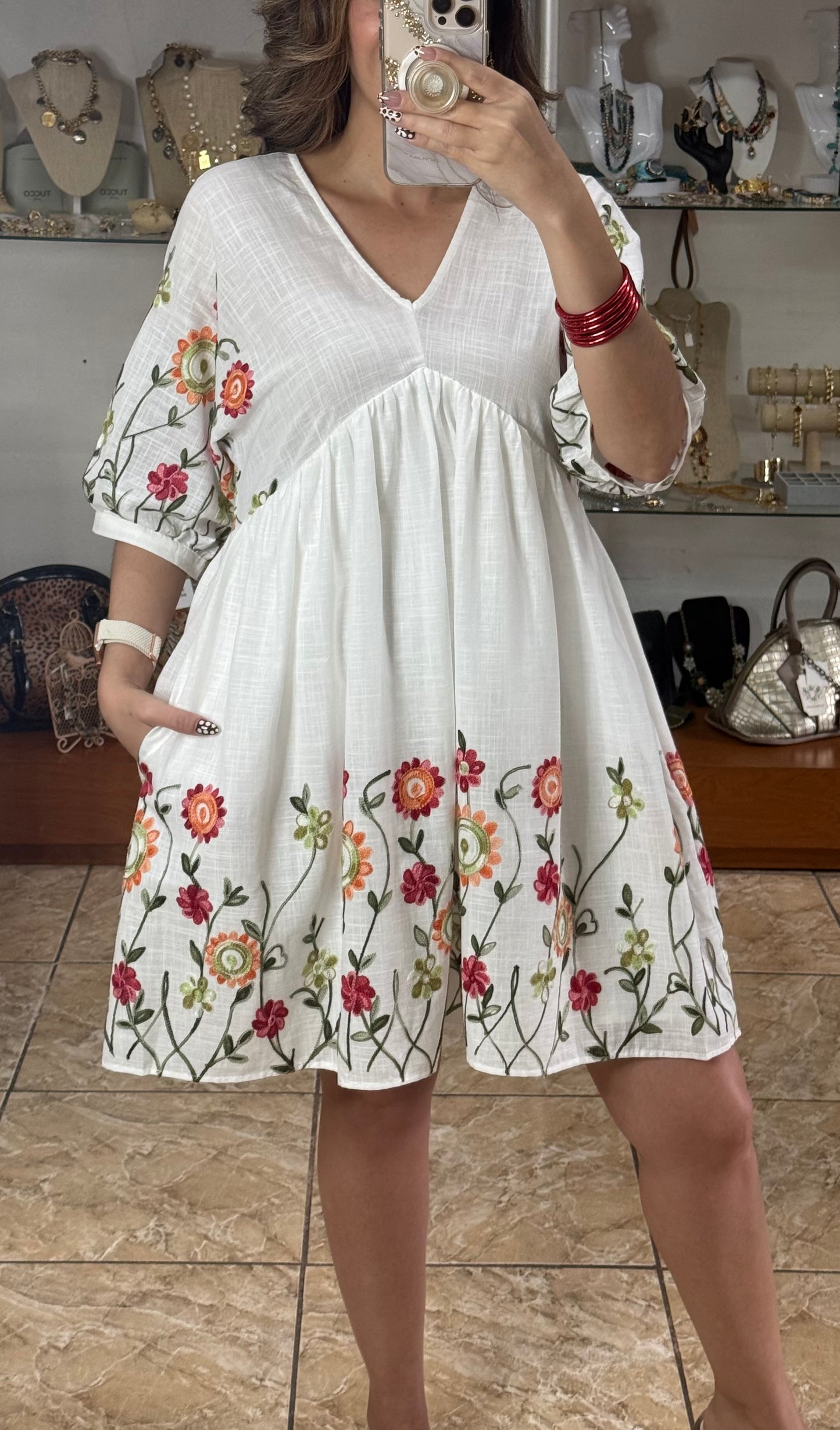 Garden Floral Embroidered Dress (FINAL SALE)
