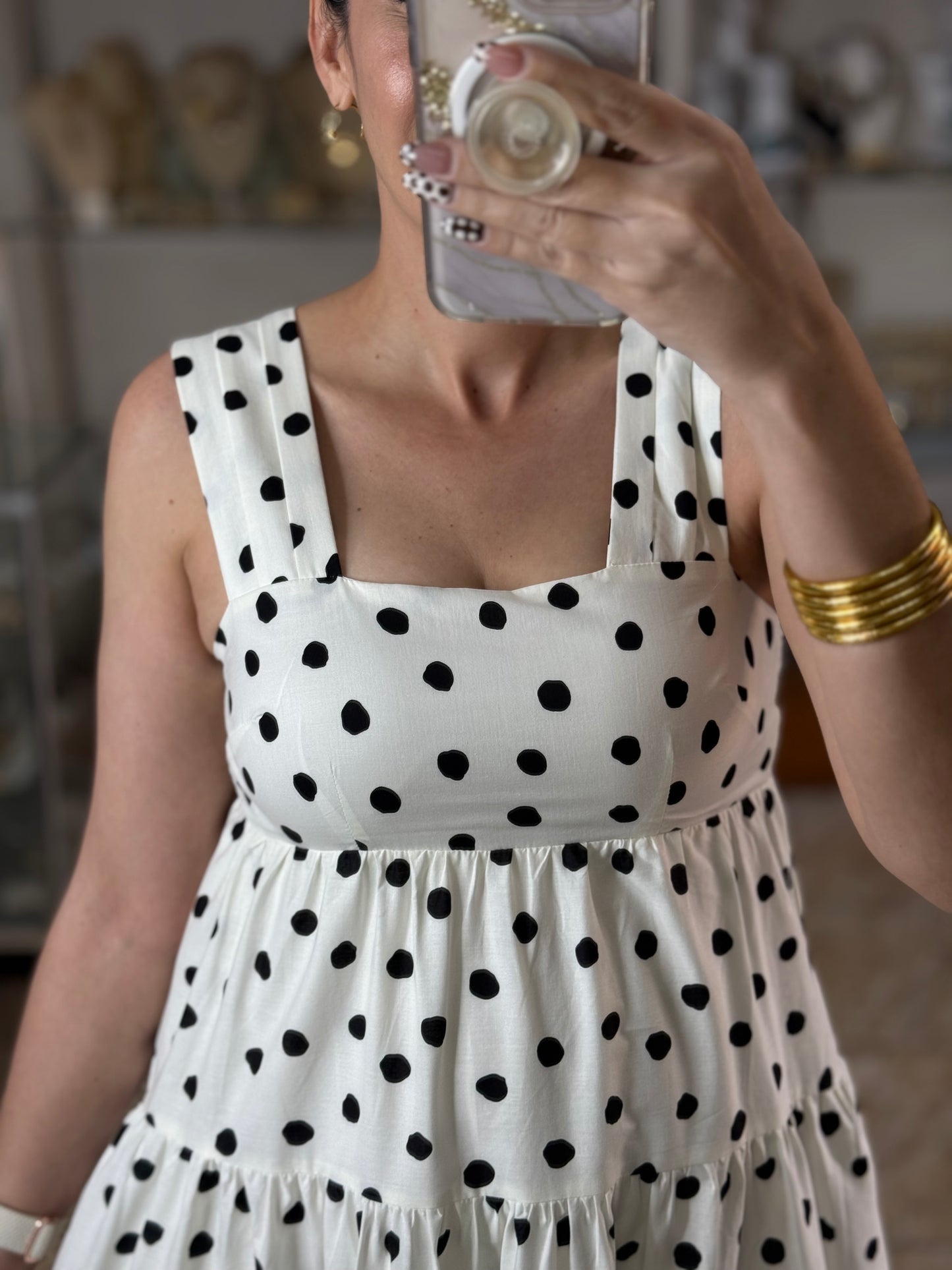 Off White Polkadots Midi Dress (FINAL SALE)