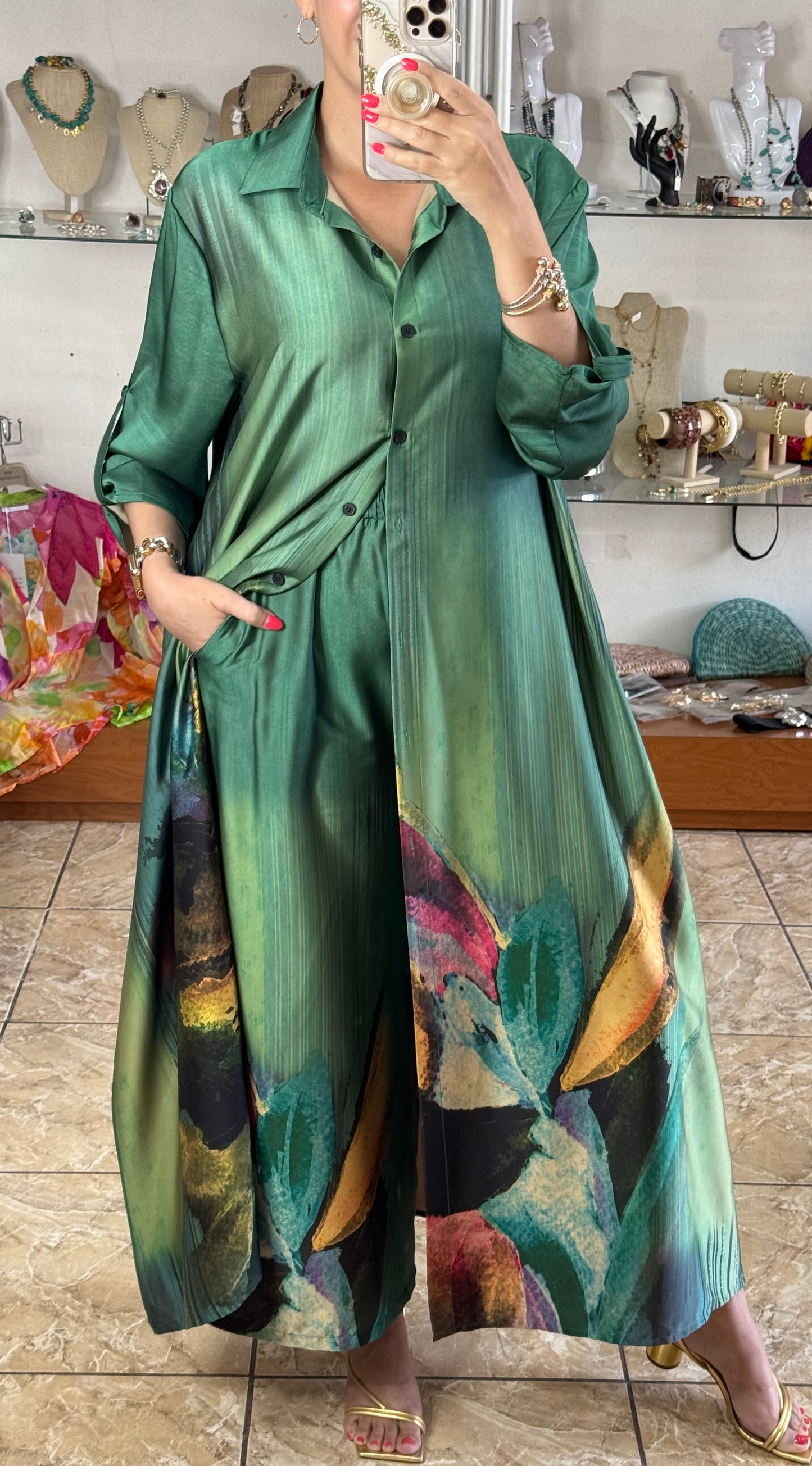 OS Silk Dress/Pant Set (NO RETURNS OR EXCHANGE)