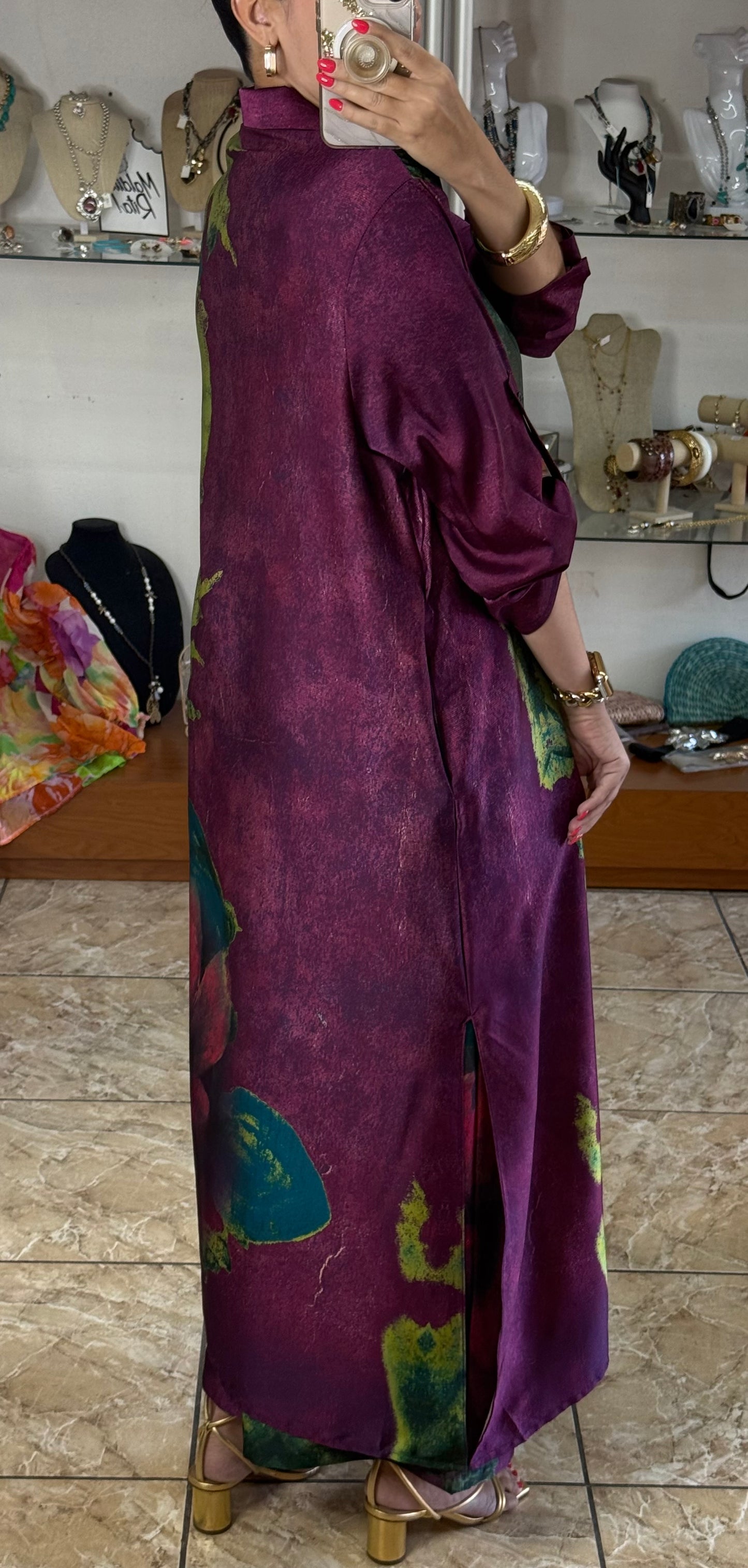 Purple/Green OS Silk Pant Set (NO RETURNS OR EXCHANGE)