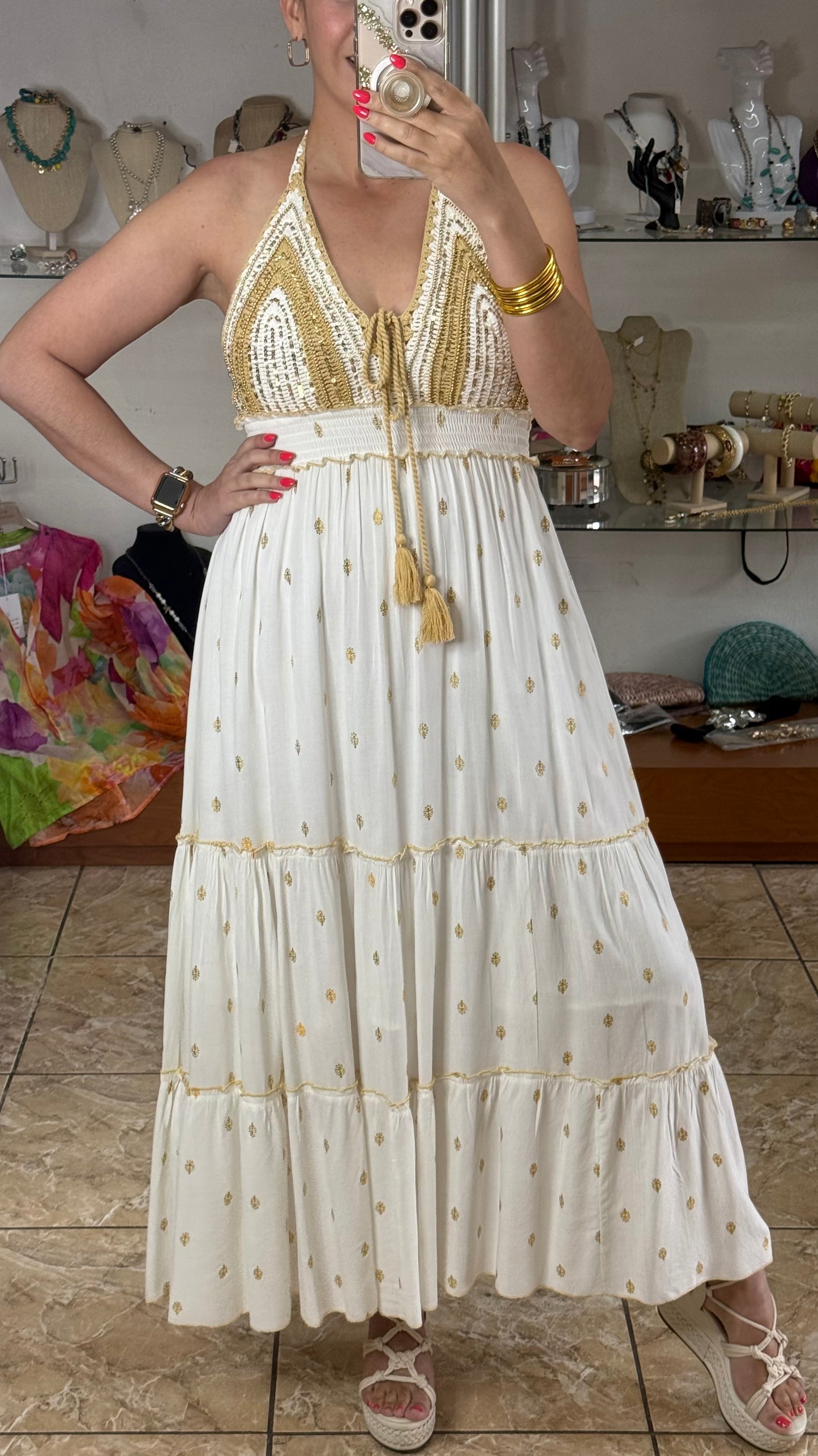 Open Back Boho OS Maxi Dress (NO RETURNS OR EXCHANGE)