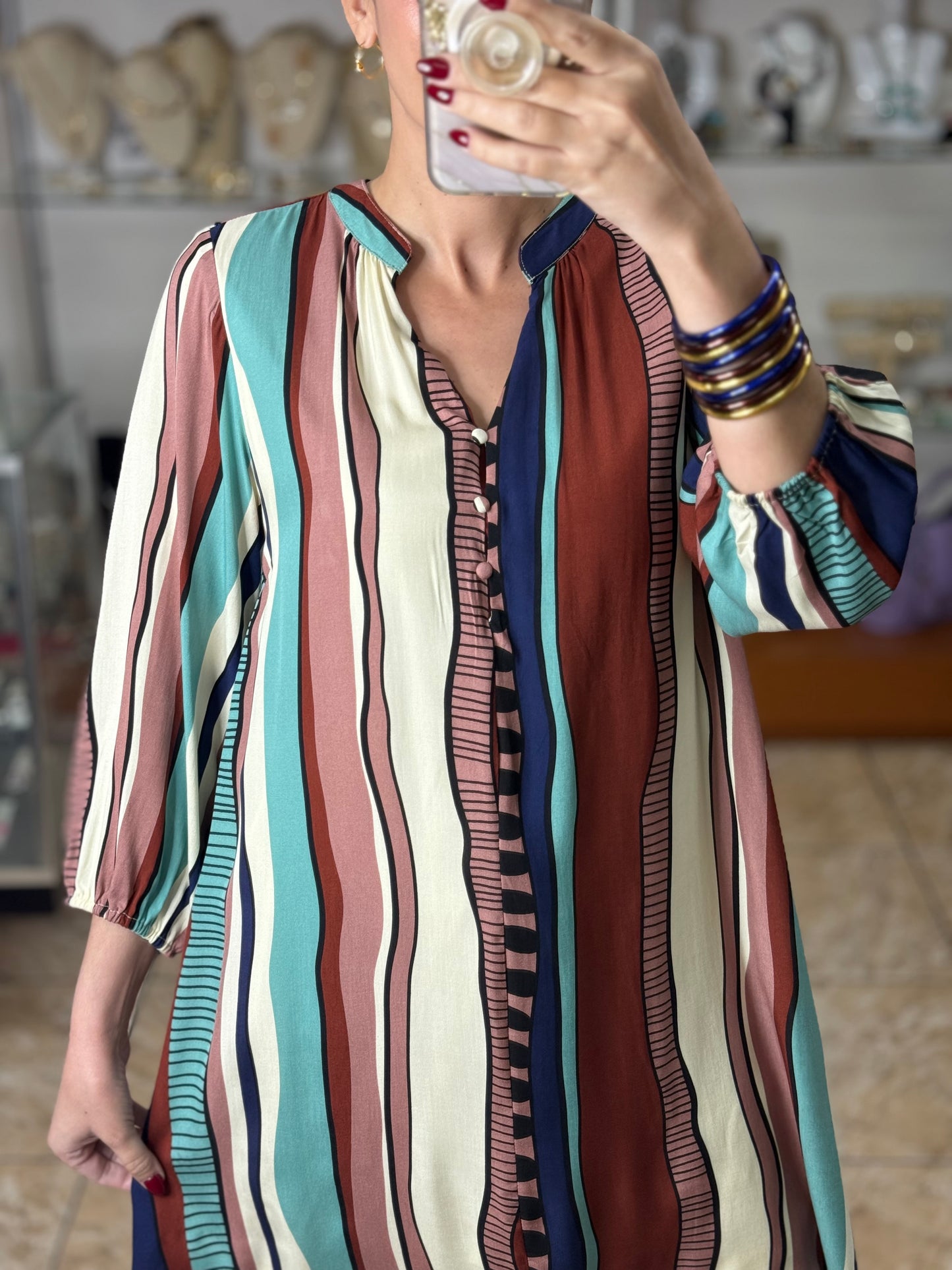 Mint Mix Abstract Print Dress