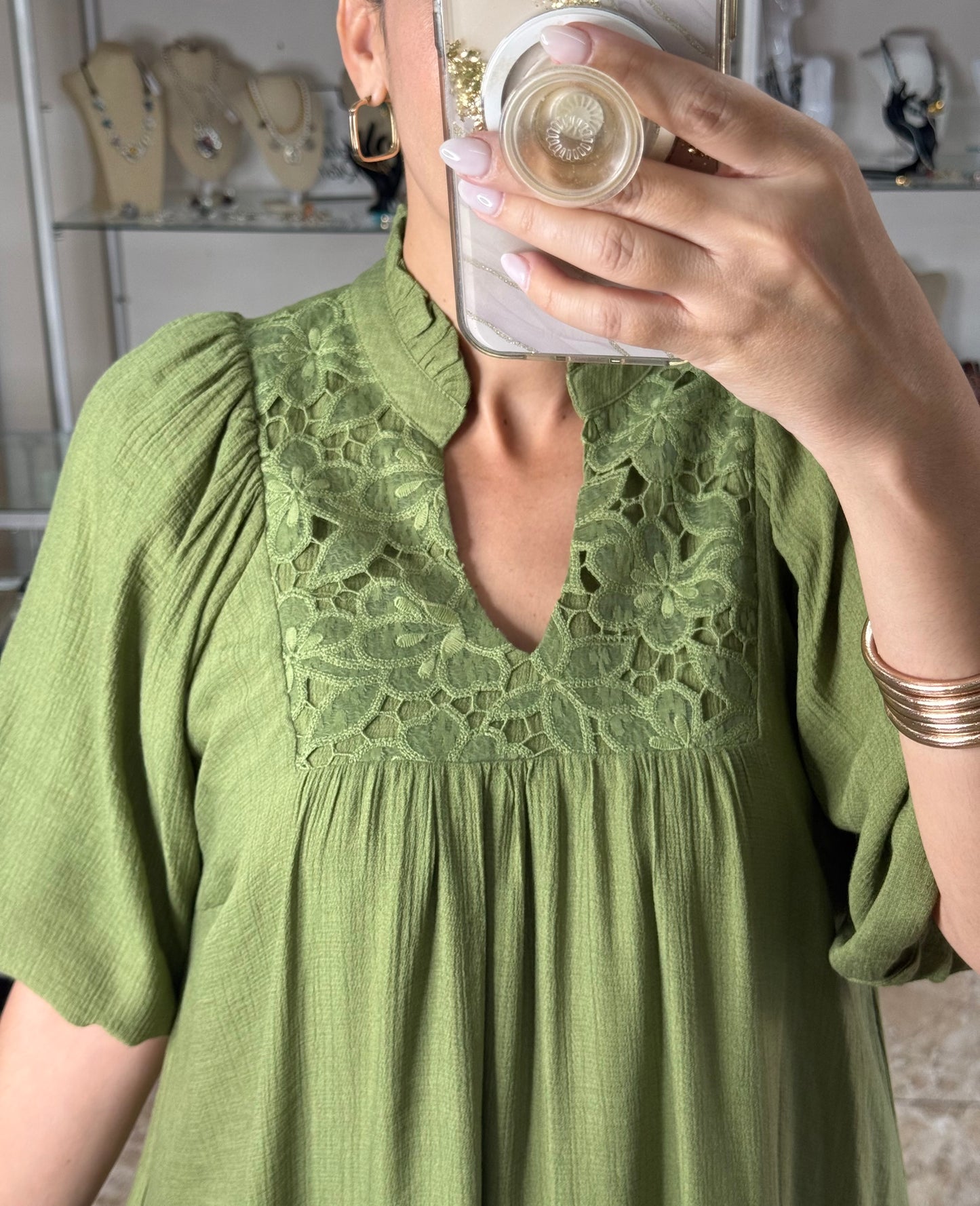 Olive Babydoll Dress