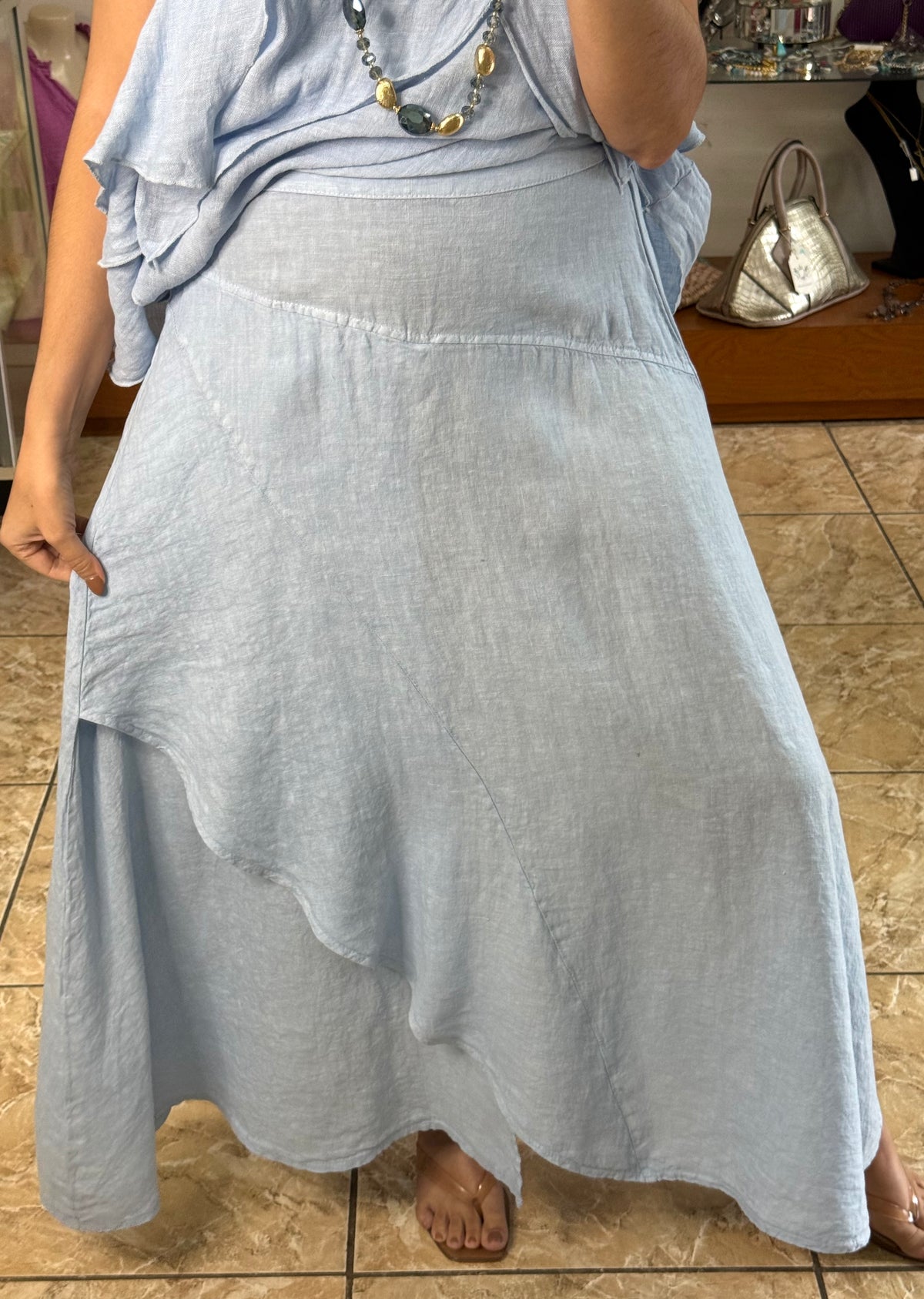 OS Linen Top & Skirt Set (NO RETURNS OR EXCHANGE)