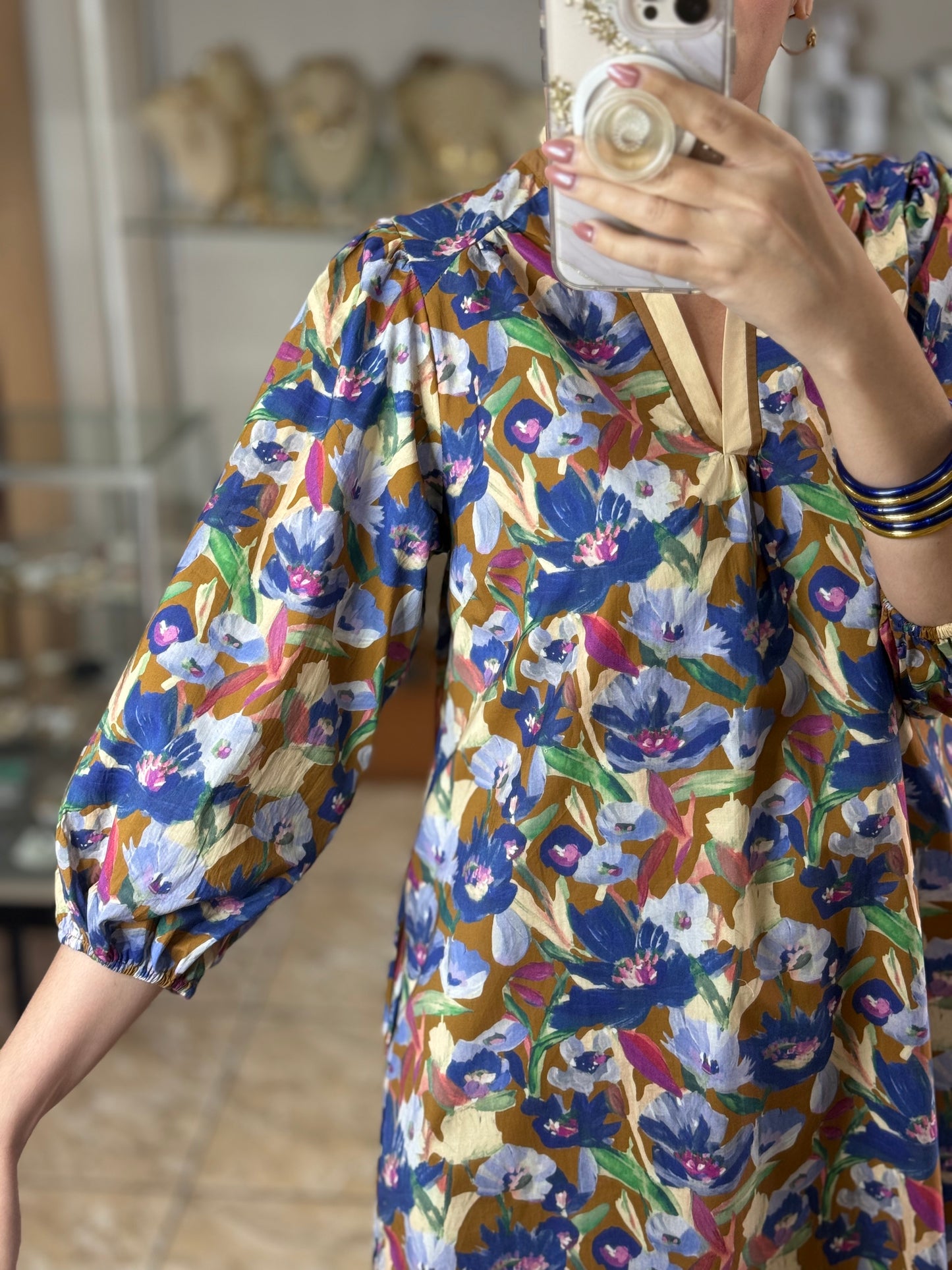Brown/Blue Floral Dress