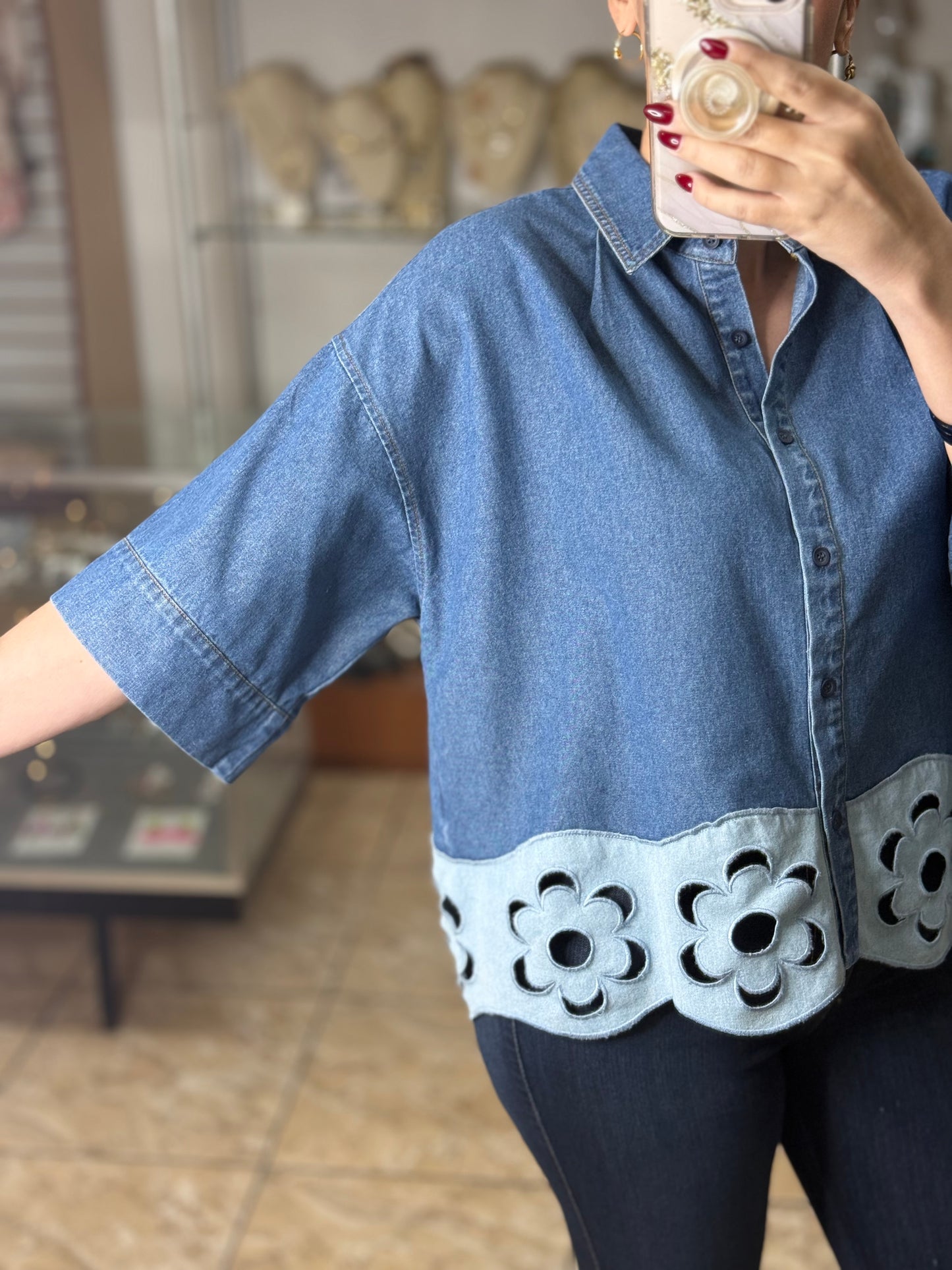 Two Tones Denim Top