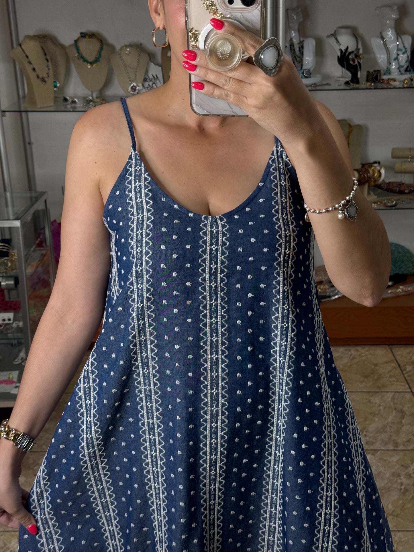 Embroidered Sleeveless Maxi Dress