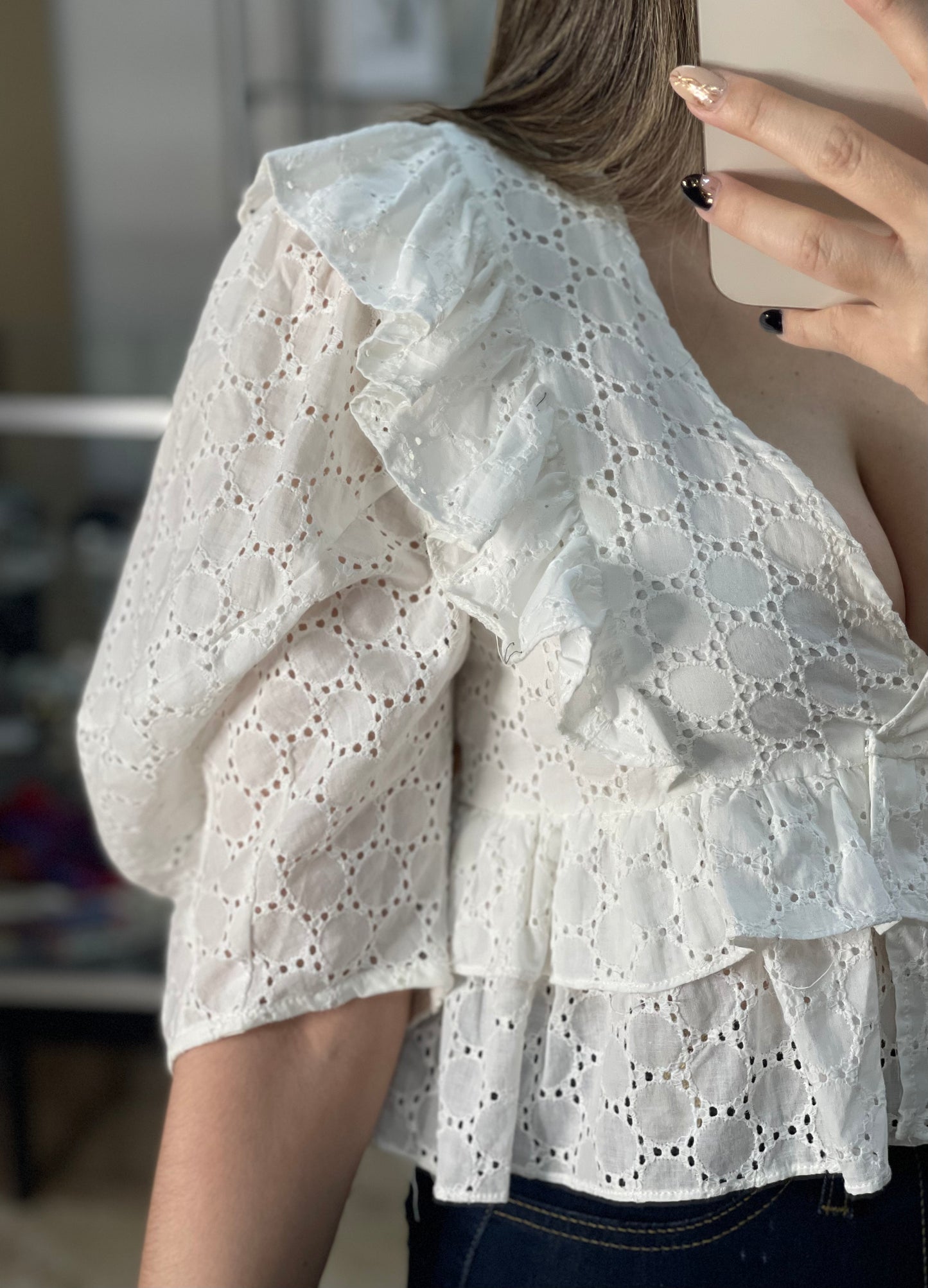 Eyelet Ruffle Top