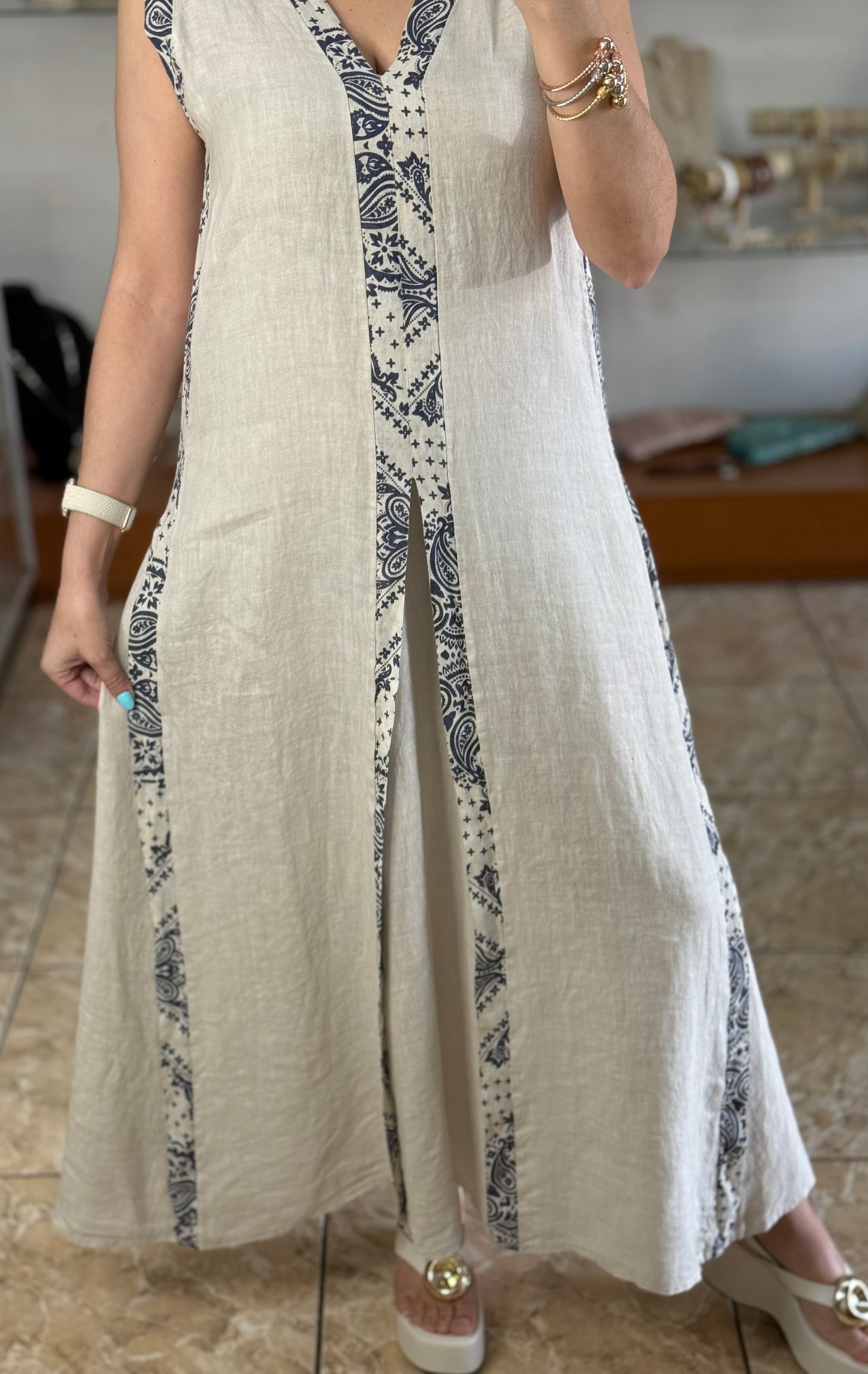 Sleeveless OS Maxi Linen Dress (FINAL SALE)