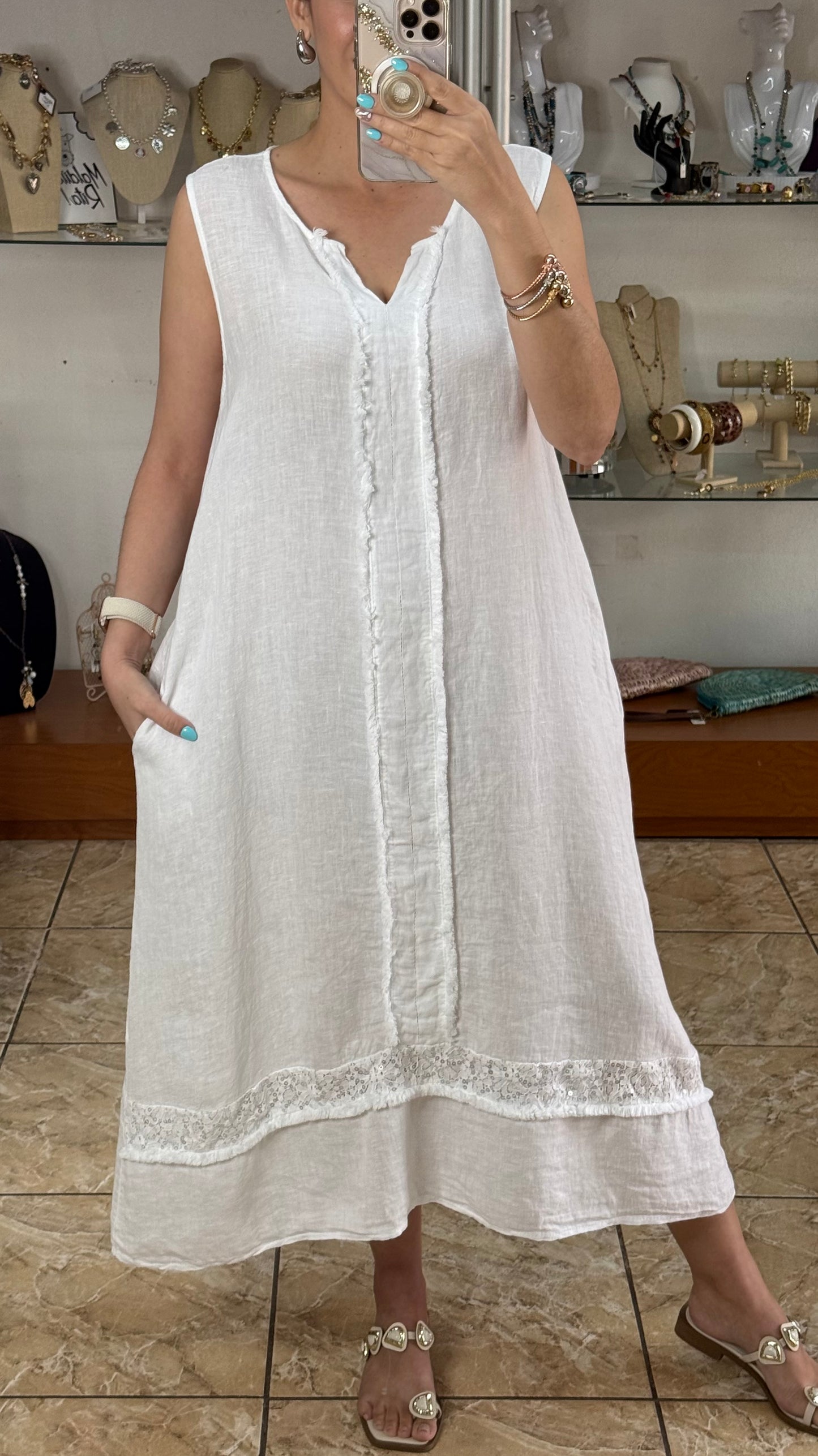 Sleeveless OS Linen Maxi Dress (FINAL SALE)