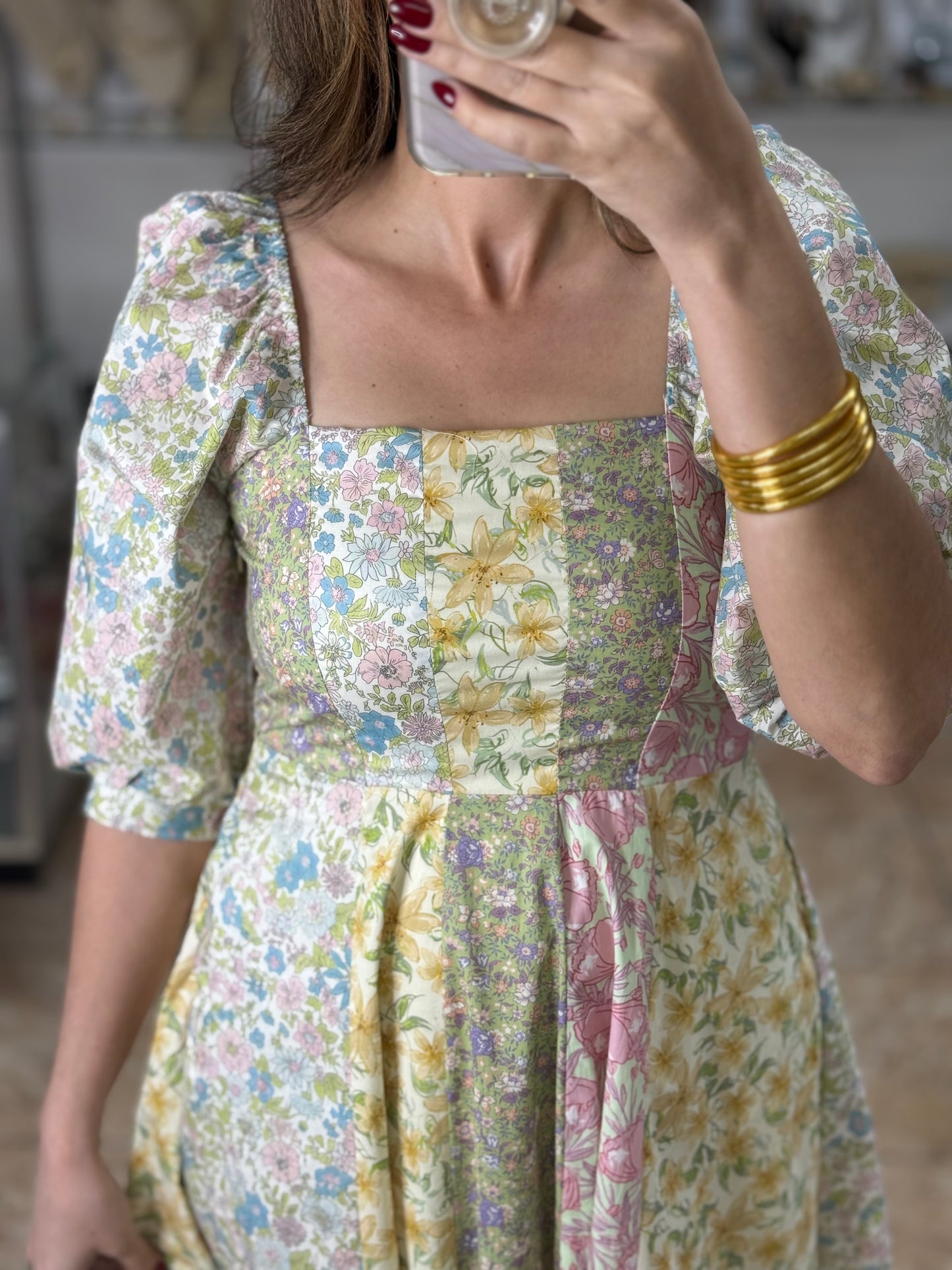 Mix Floral Midi Dress