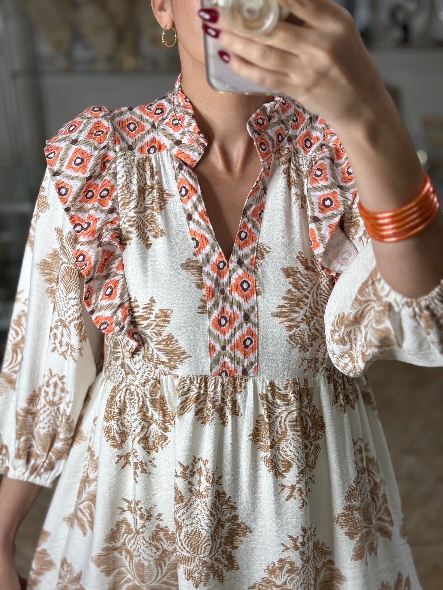 Latte Mix Ruffle Mini Dress