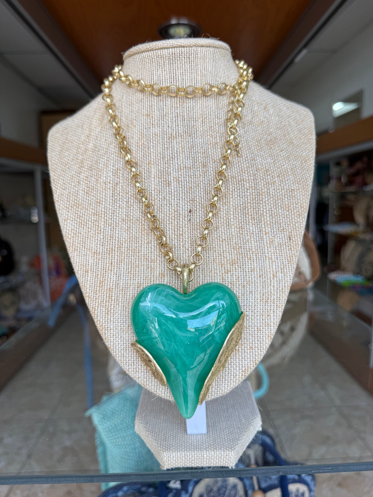 Long Necklace with Big Heart Pendant (NO RETURNS OR EXCHANGE)