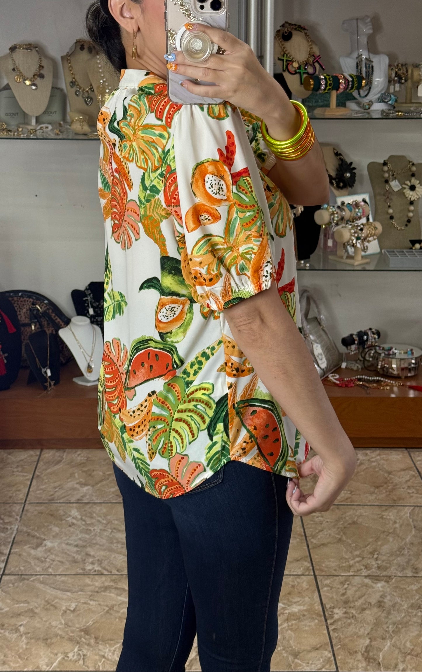 Tropical V-Neck Top (Regular and Plus)