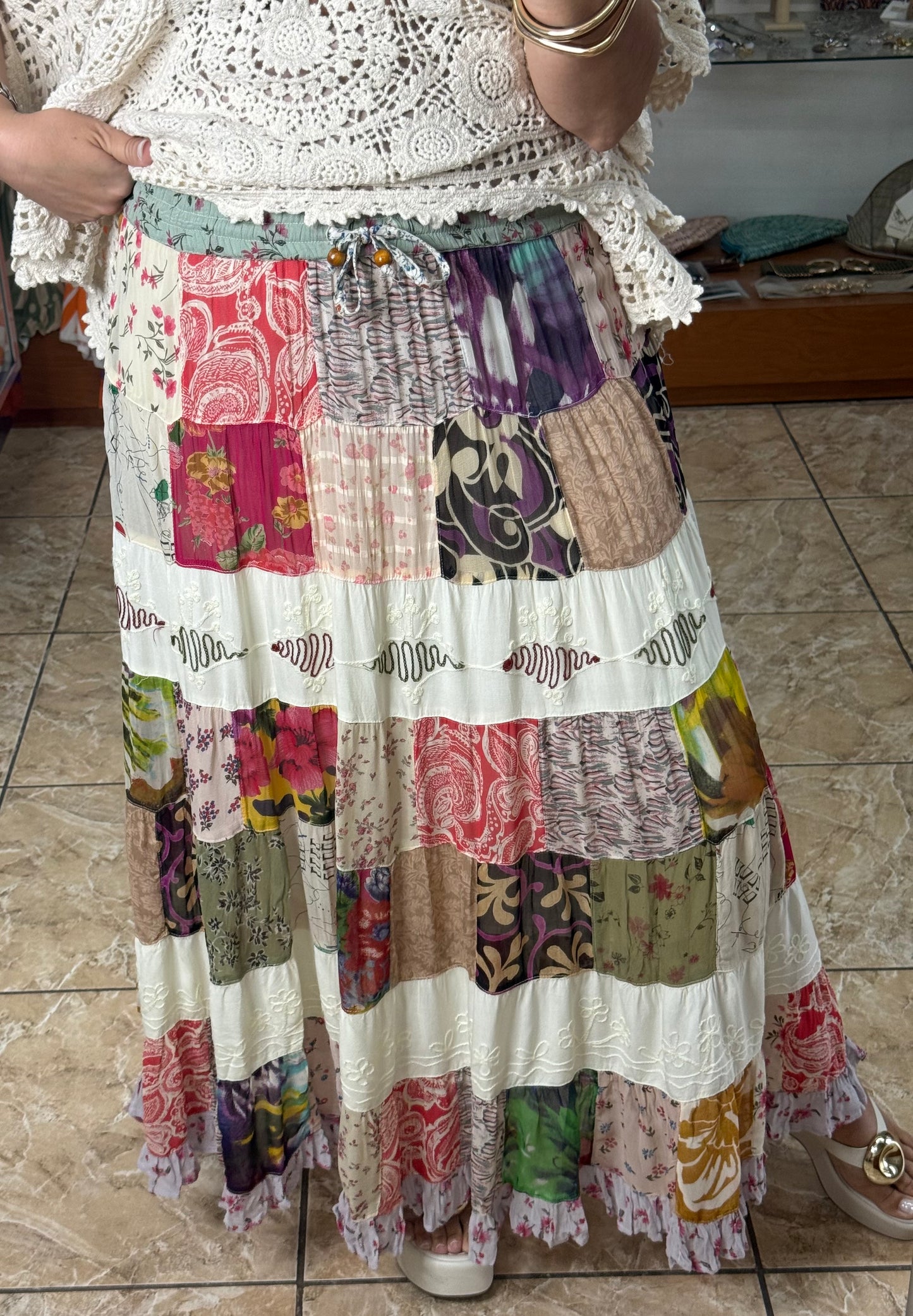 Patches Maxi Skirt