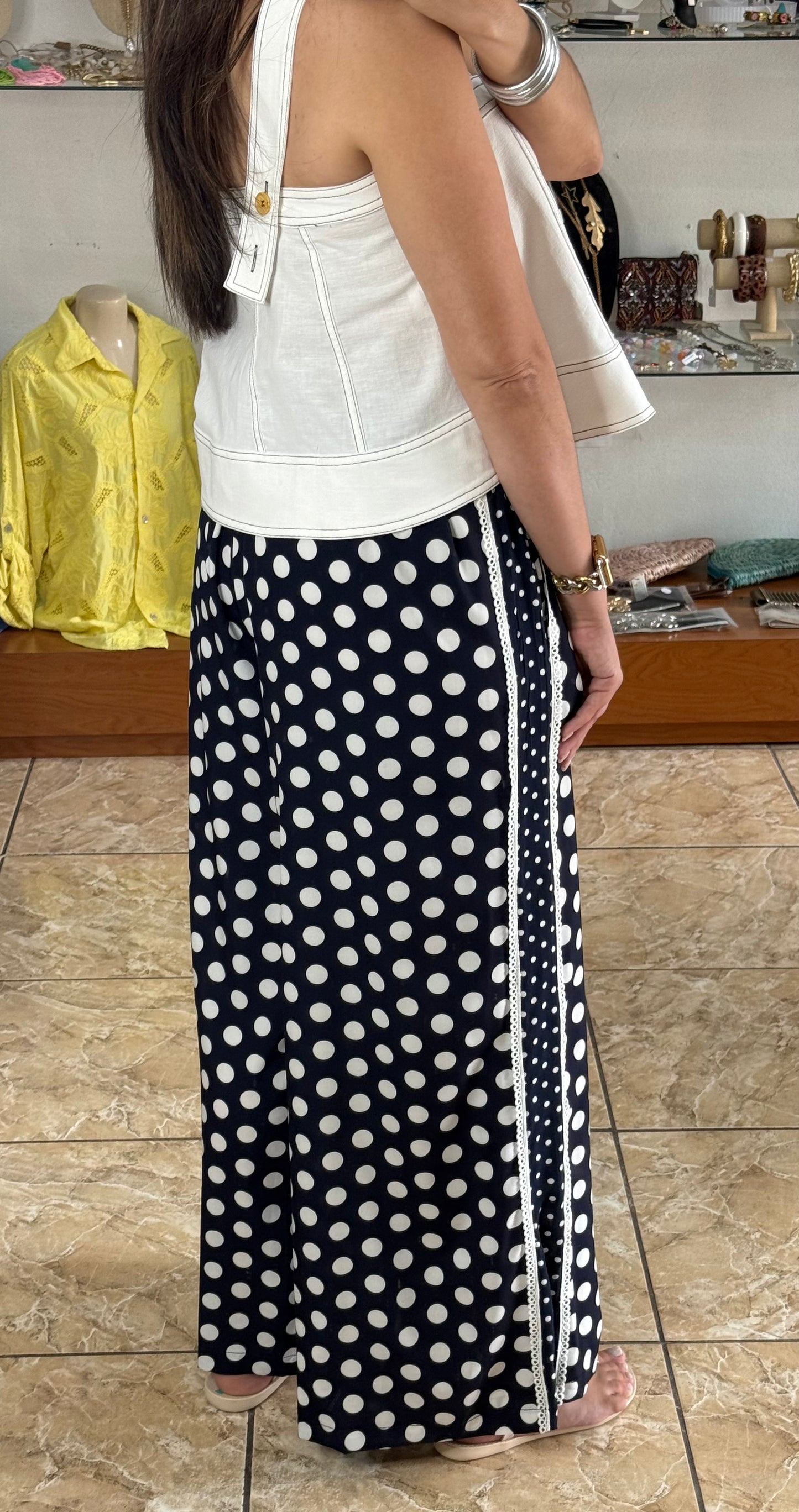 Navy/White Polkadots Pant