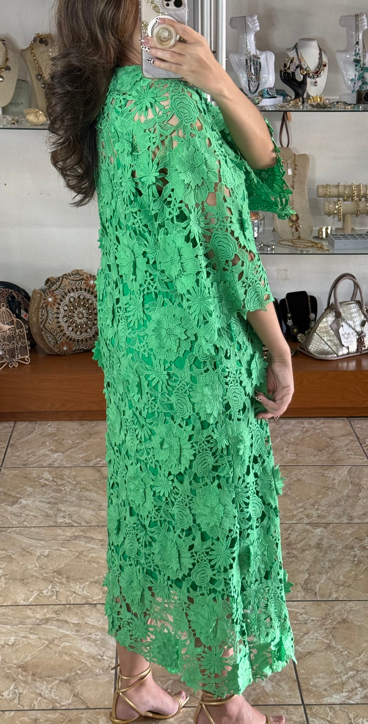 Floral Appliqué OS Maxi Dress (NO RETURNS OR EXCHANGE)