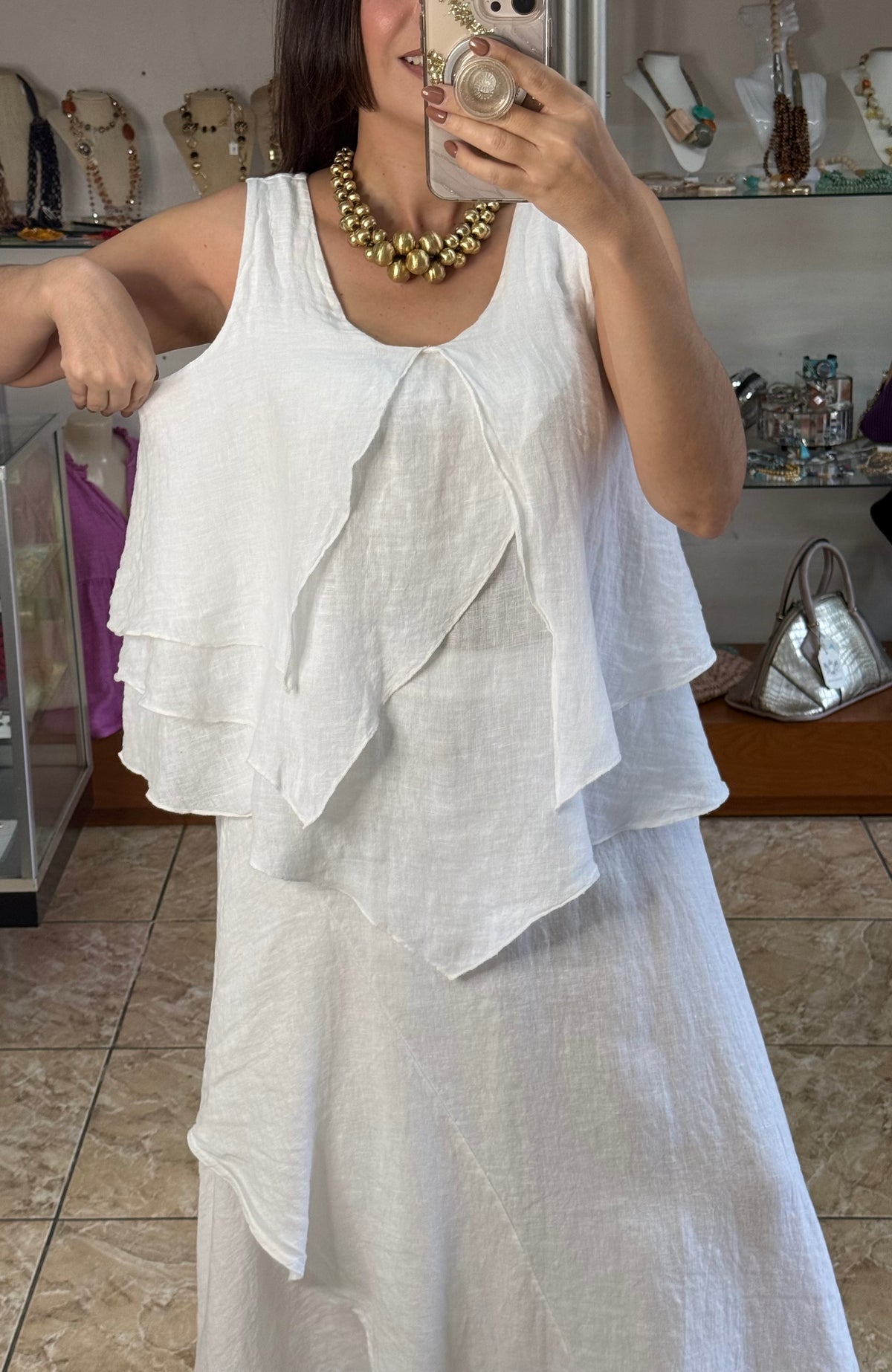 OS Linen Top & Skirt Set (NO RETURNS OR EXCHANGE)