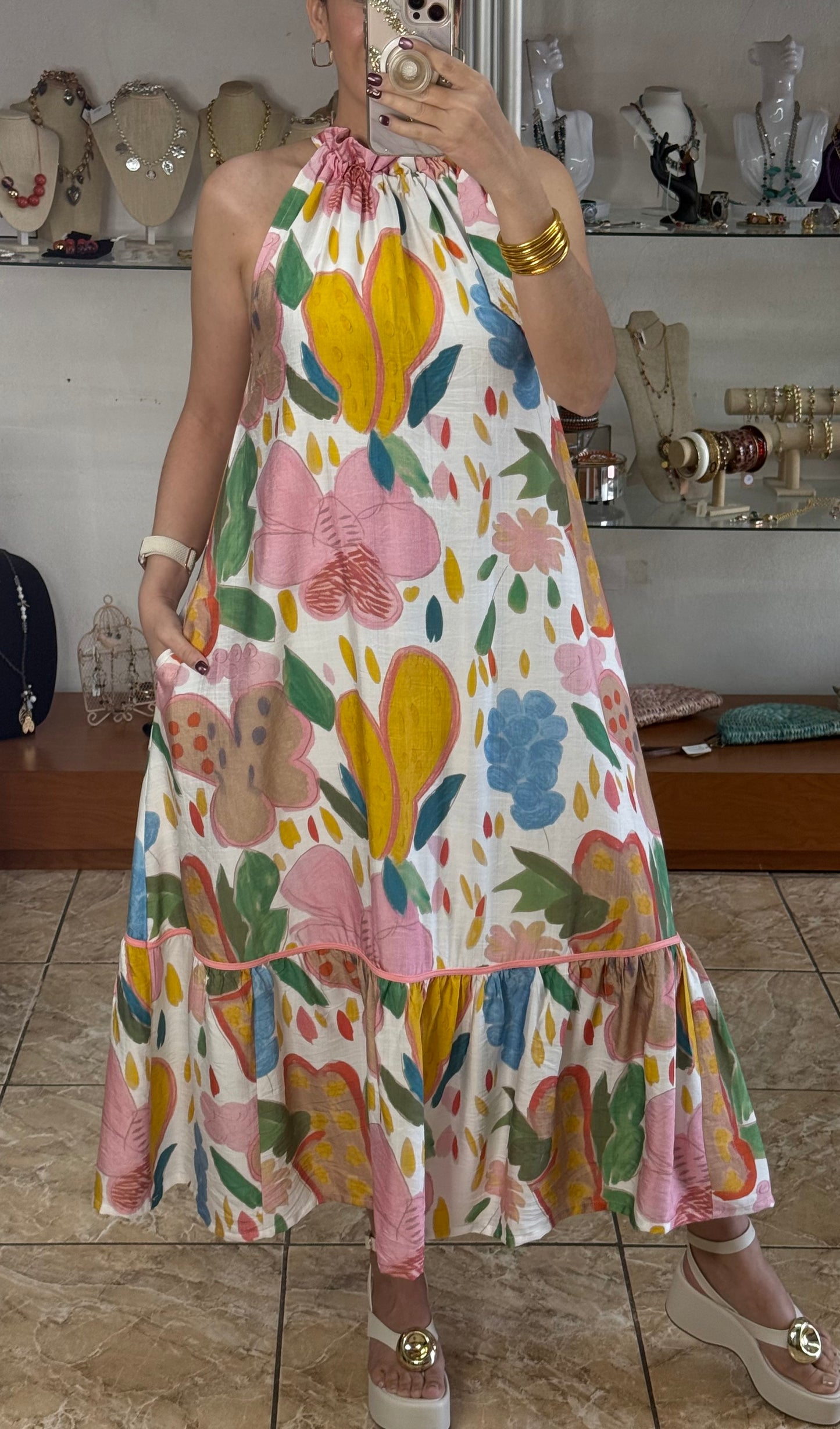 Halter Floral Maxi Dress