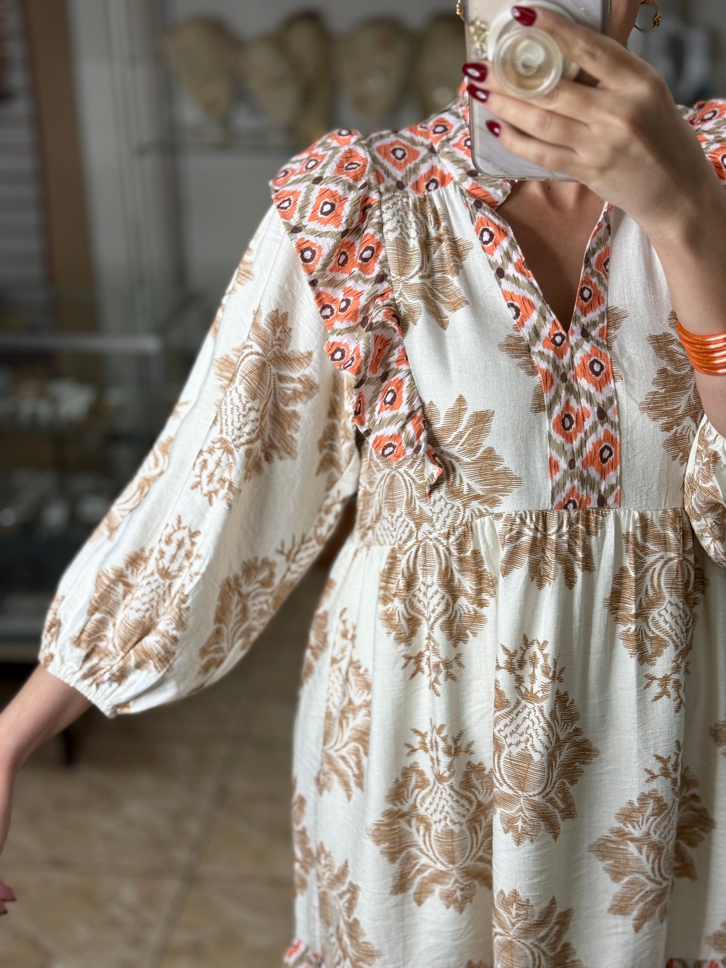 Latte Mix Ruffle Mini Dress