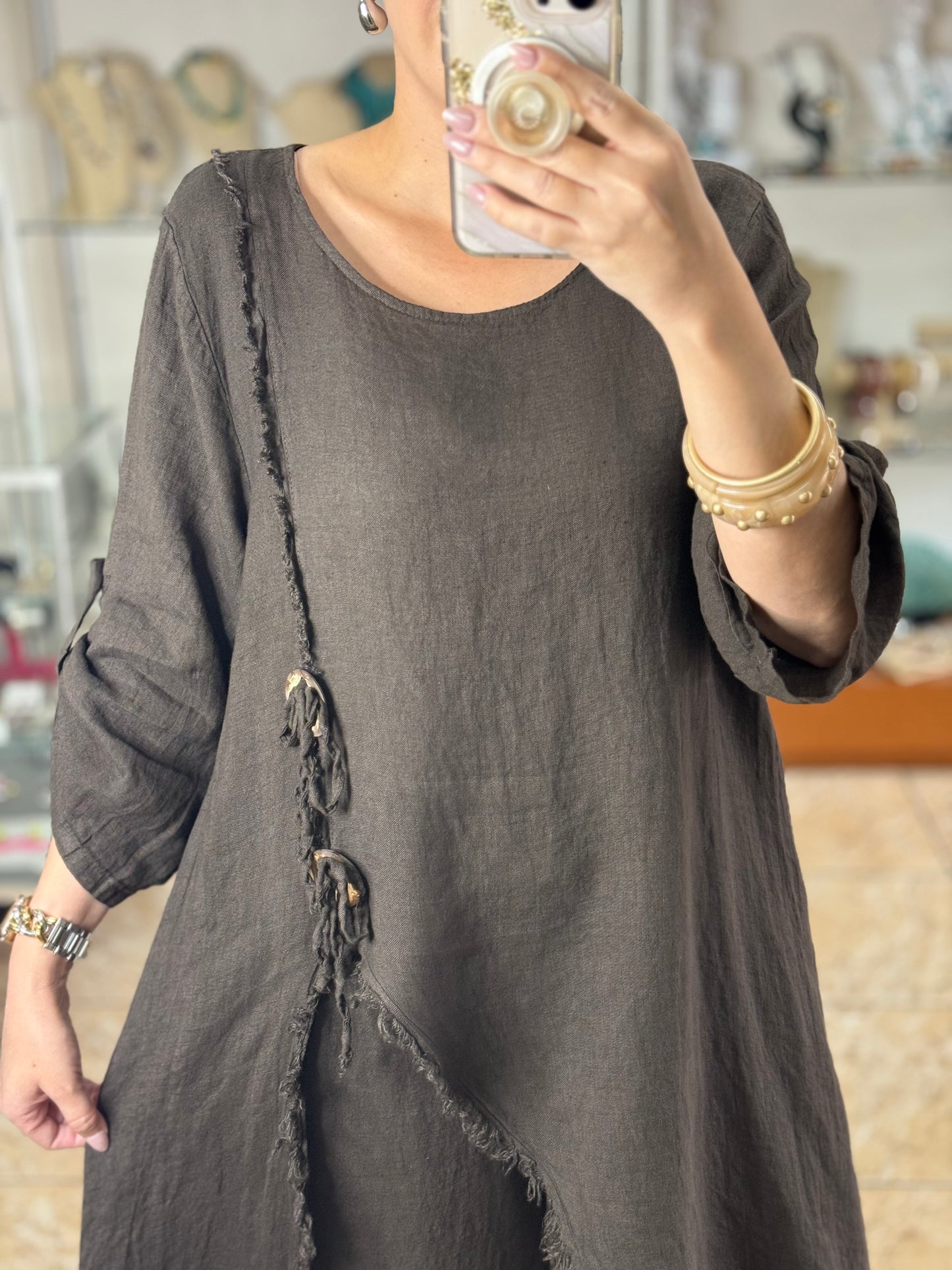 Asymmetrical Linen OS Top and Pant Set (NO RETURNS OR EXCHANGE)