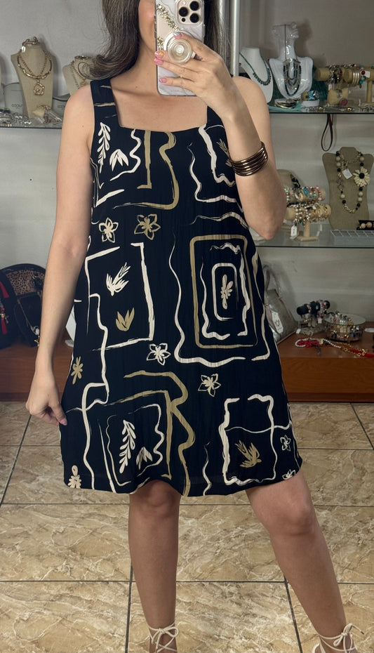 Black Sleeveless Floral Dress