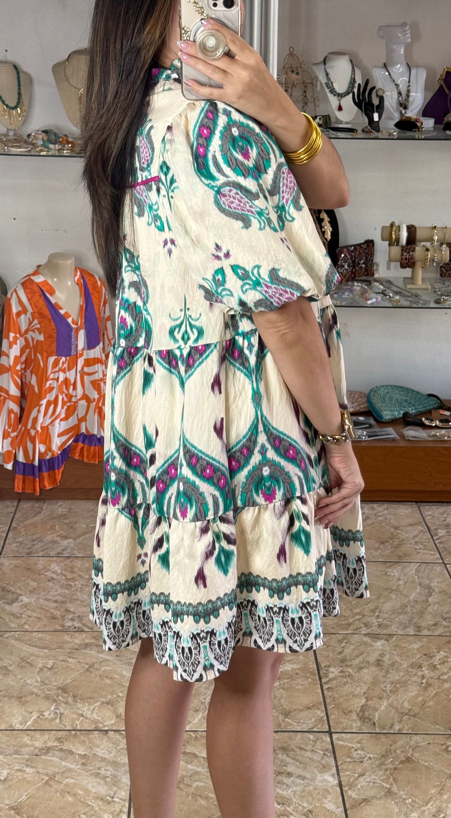 Teal Mix Doll Dress