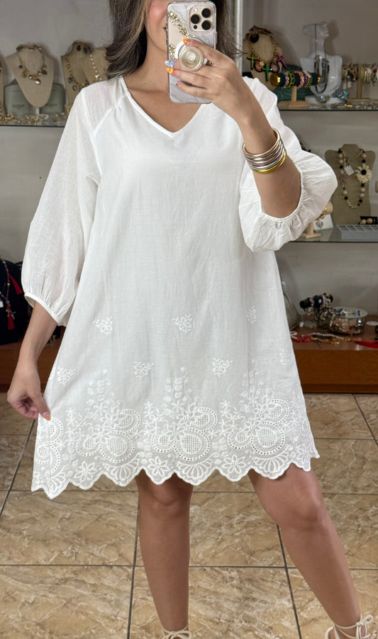 Delicate White Embroidered Dress (FINAL SALE)