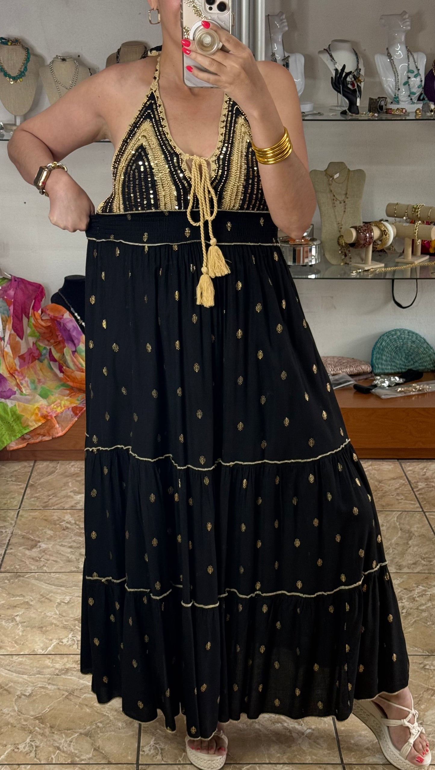 Open Back Boho OS Maxi Dress (NO RETURNS OR EXCHANGE)