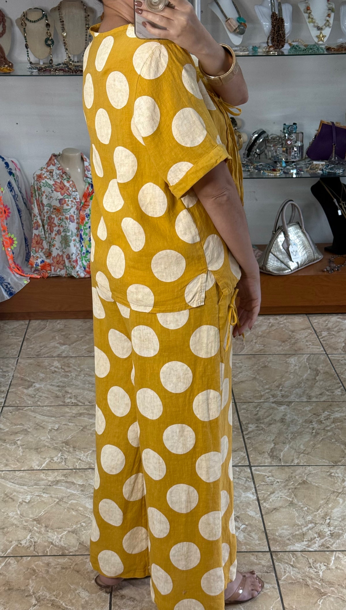 Polka Dots and Ribbons OS Linen Set (NO RETURNS OR EXCHANGE)